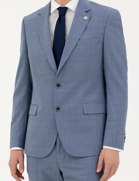 Koyu Mavi Slim Fit Yün Takım Elbise - 50285420008