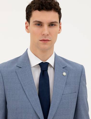 Koyu Mavi Slim Fit Yün Takım Elbise