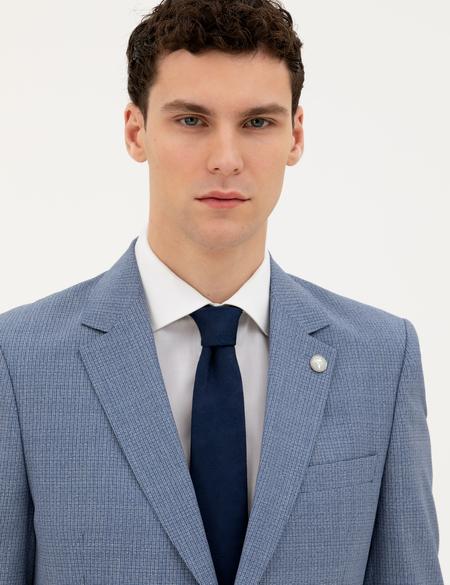 Koyu Mavi Slim Fit Yün Takım Elbise - 50285420008