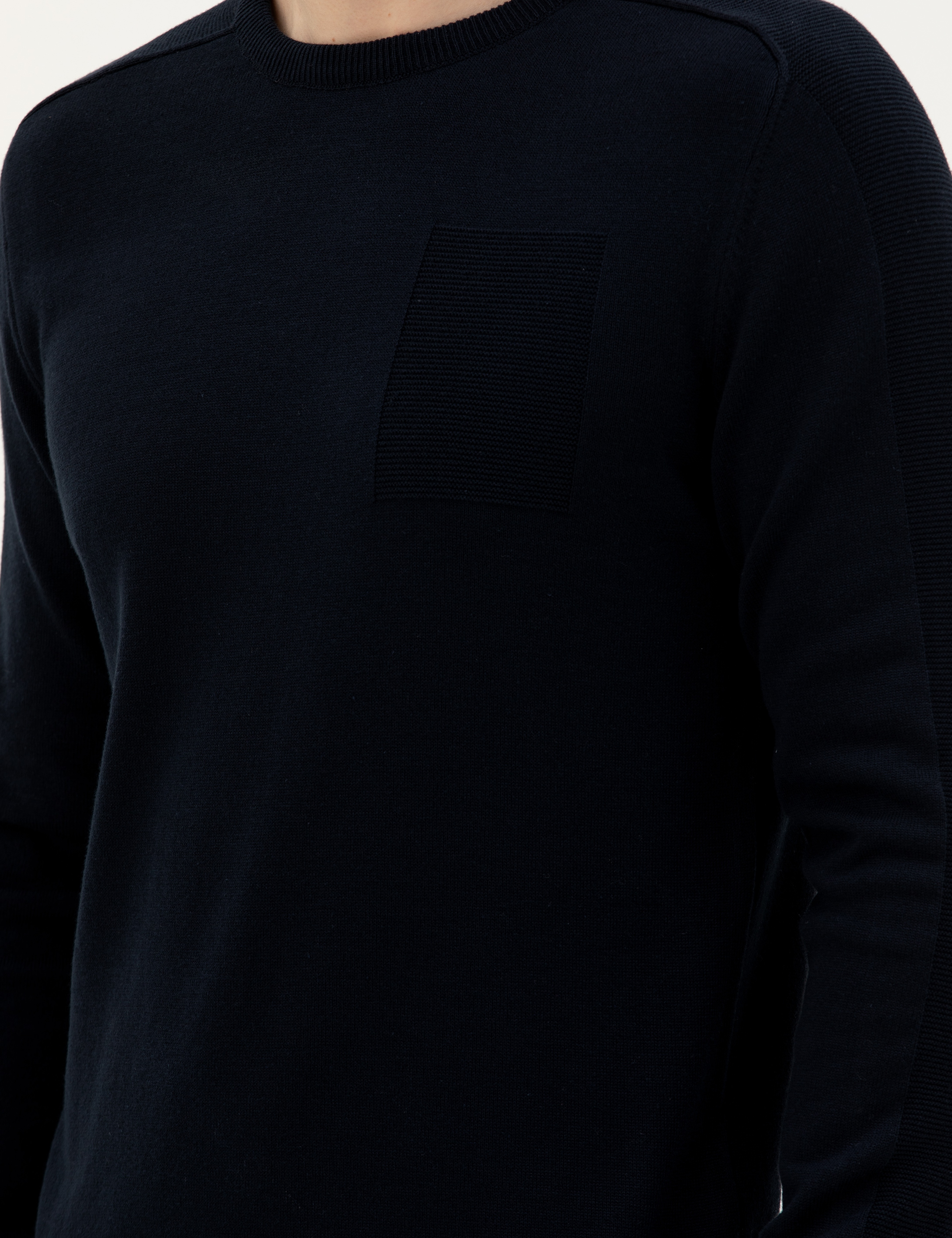 Koyu Lacivert Slim Fit Bisiklet Yaka Triko Kazak - Image 7