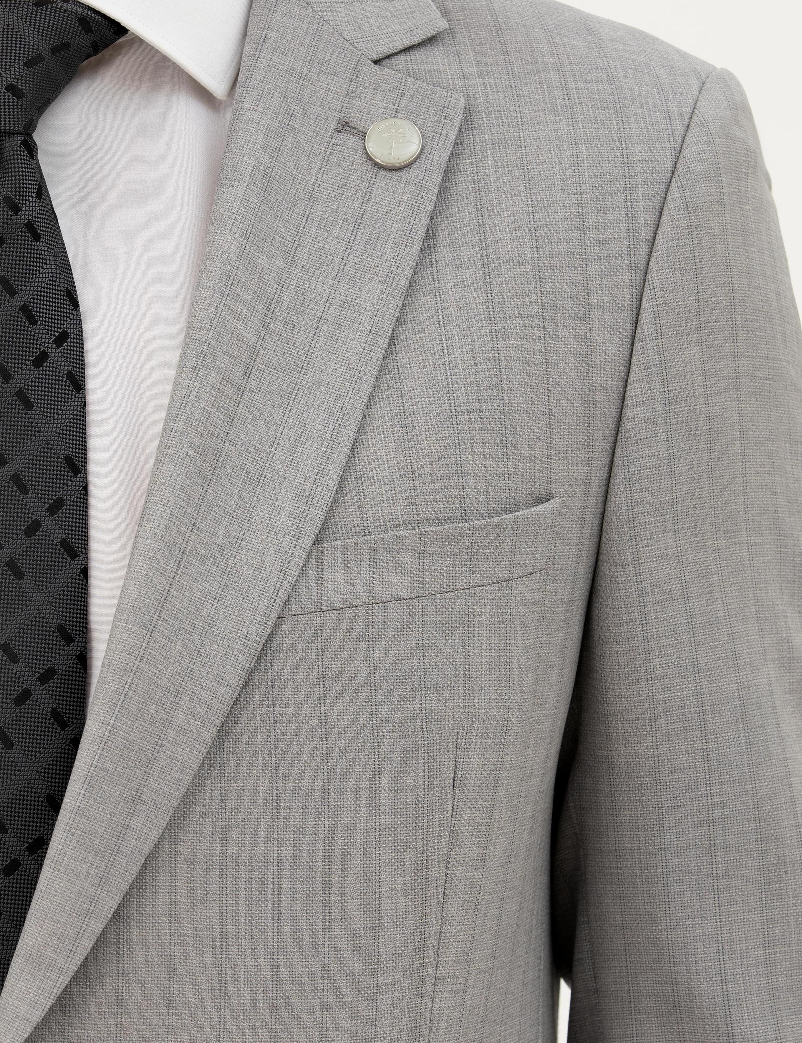 Gri Ex. Slim Fit %100 Yün Çizgili Takım Elbise