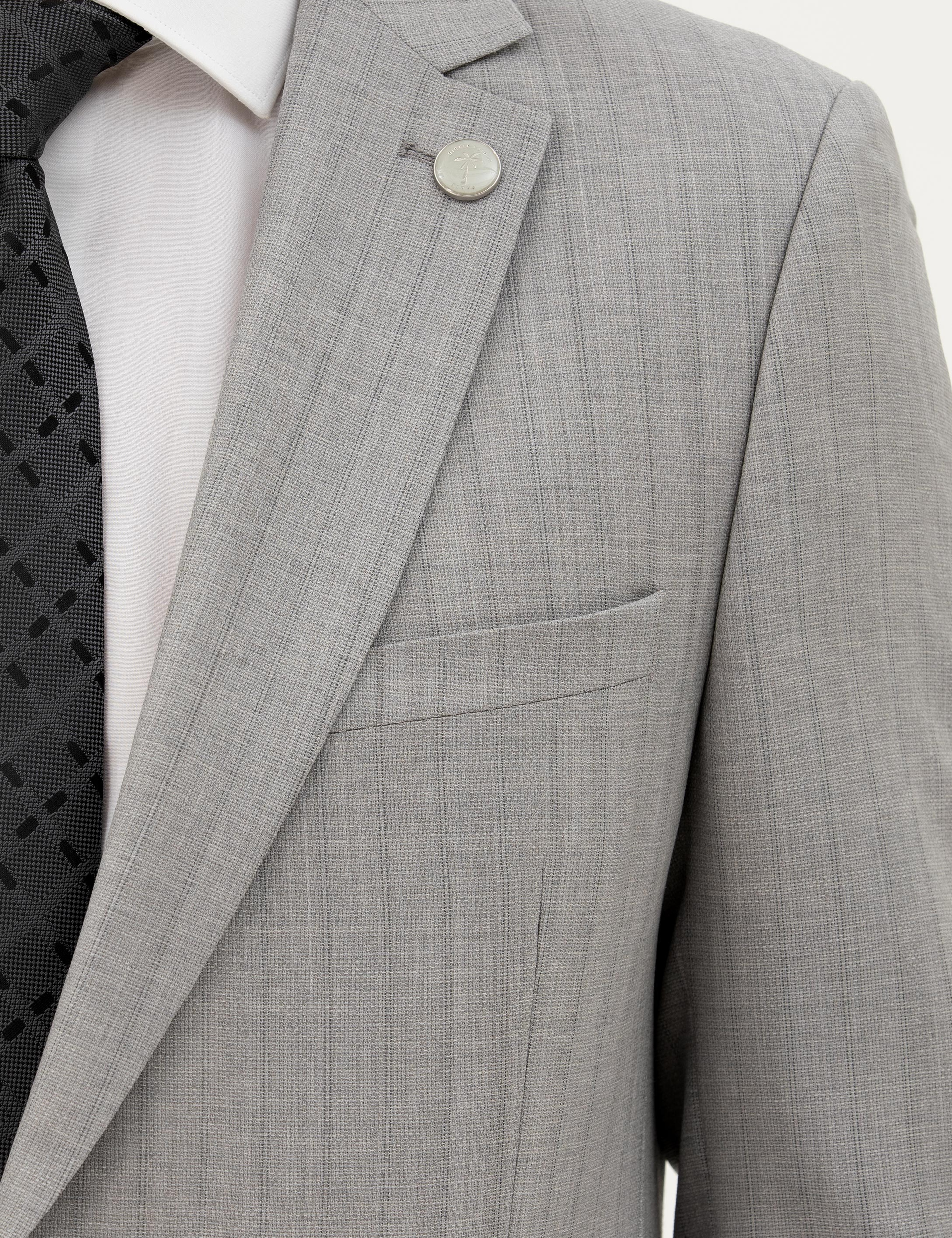 Gri Extra Slim Fit %100 Yün Çizgili Takım Elbise