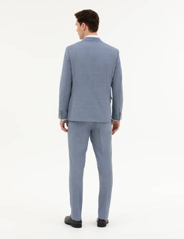 Açık Mavi Slim Fit Yün Takım Elbise