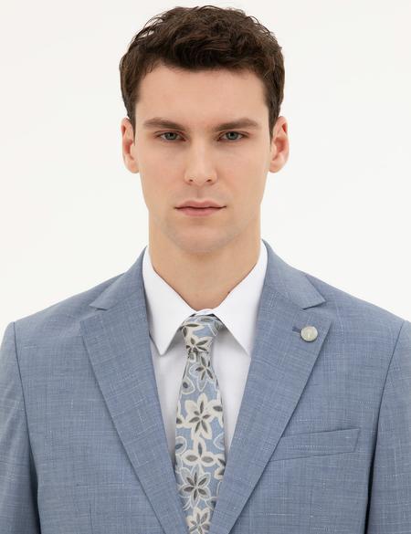 Açık Mavi Slim Fit Yün Takım Elbise - 50285271041