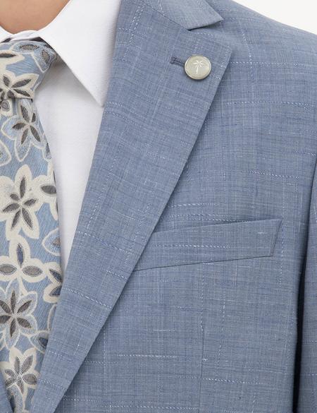 Açık Mavi Slim Fit Yün Takım Elbise - 50285271041