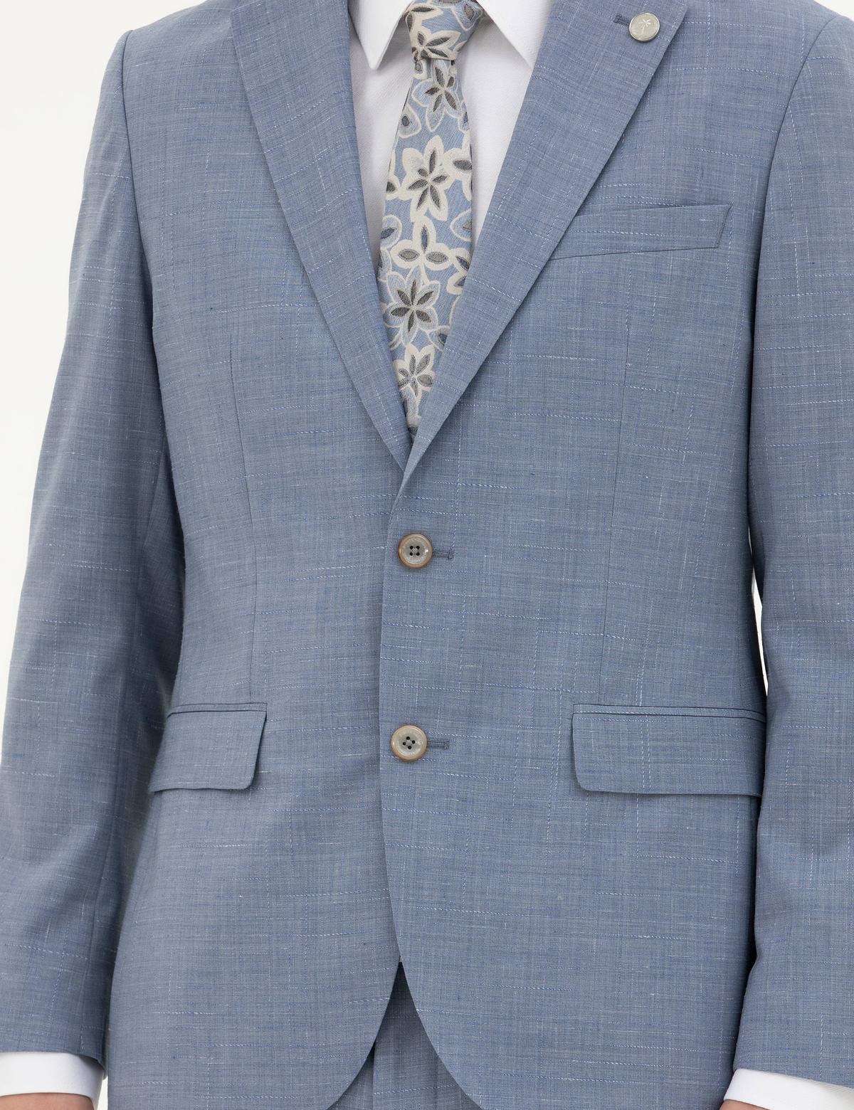 Açık Mavi Slim Fit Yün Takım Elbise - 50285271041