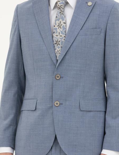 Açık Mavi Slim Fit Yün Takım Elbise - 50285271041