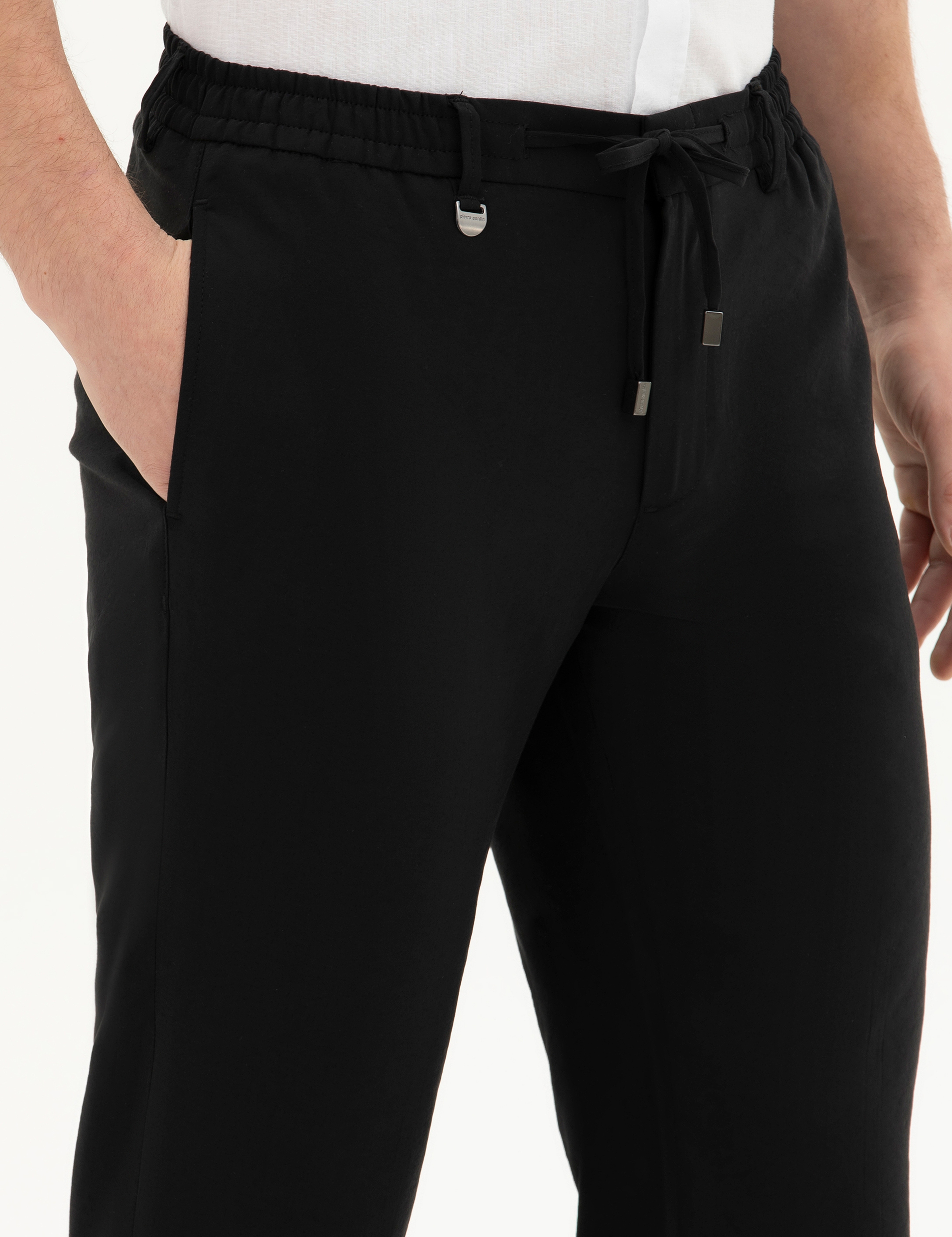 Siyah Slim Fit Kumaş Pantolon - Image 5