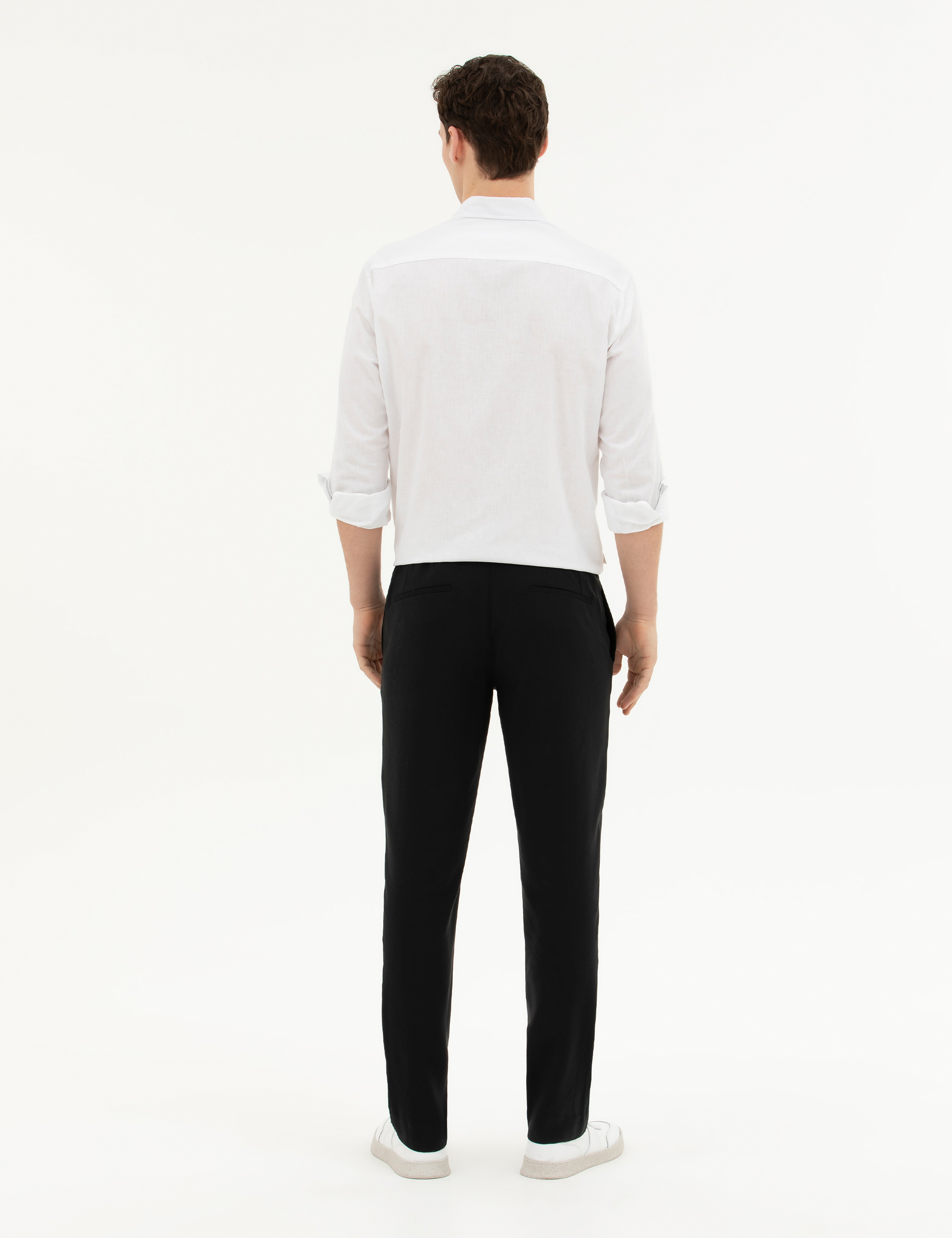 Siyah Slim Fit Kumaş Pantolon - Image 4