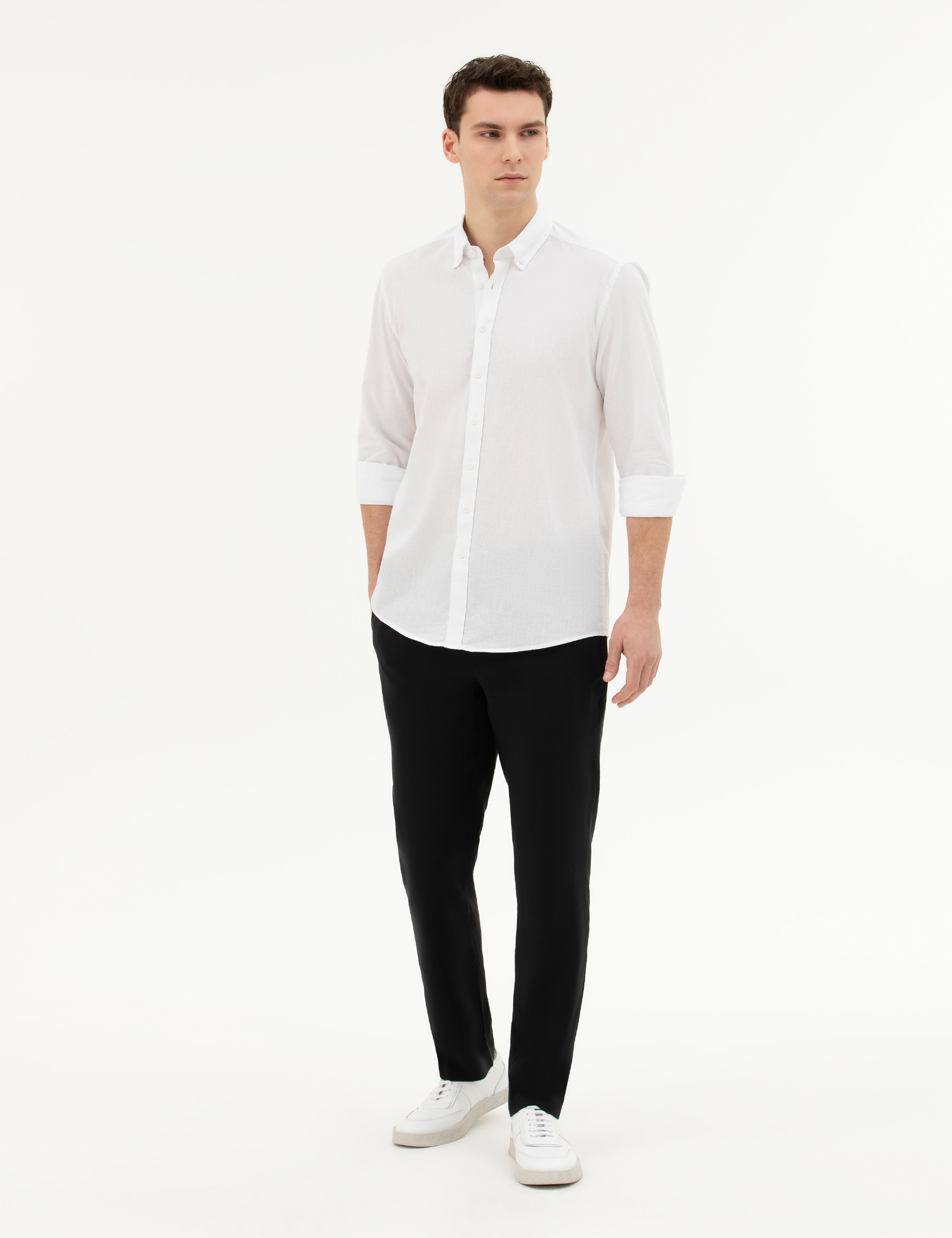 Siyah Slim Fit Kumaş Pantolon - Image 3
