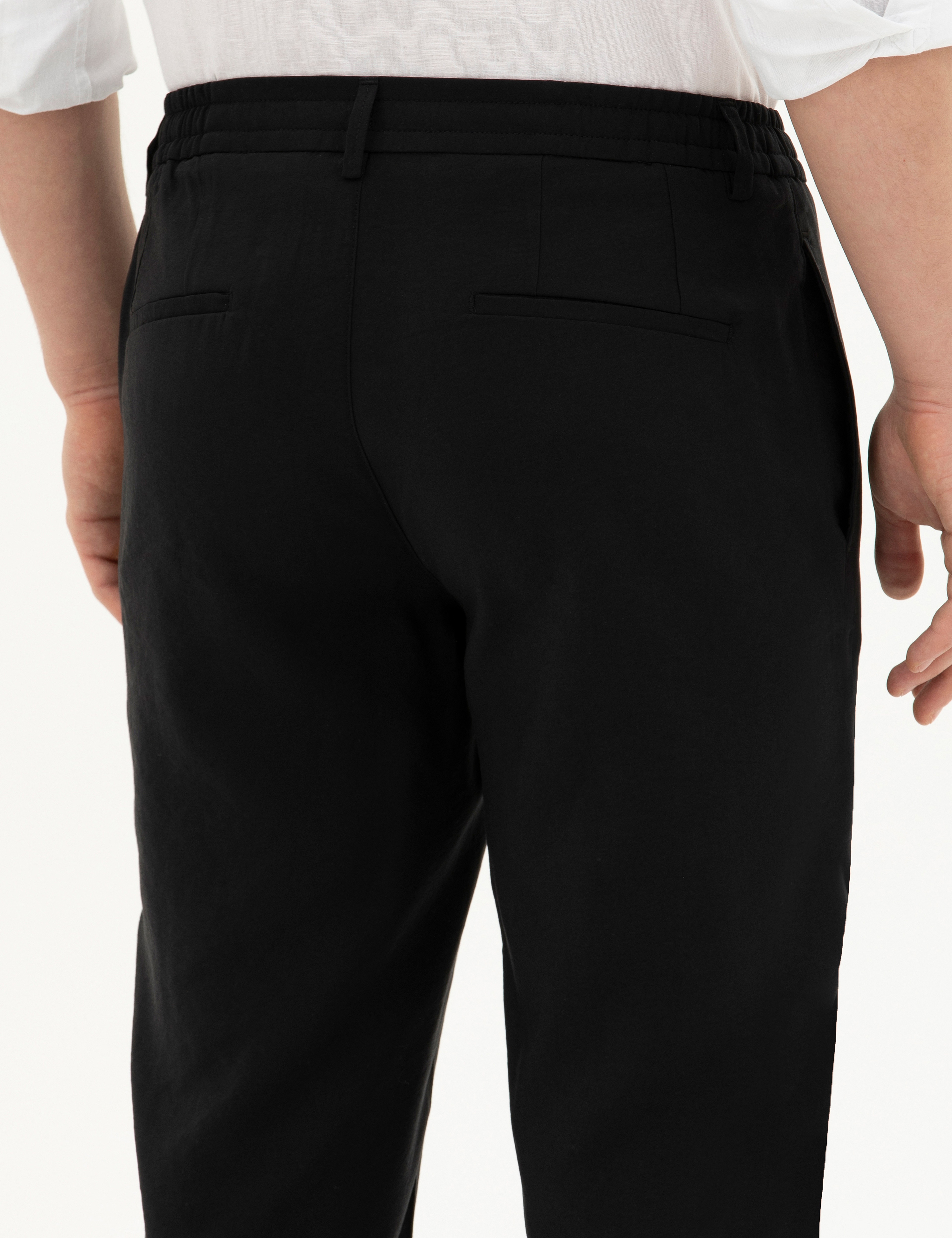 Siyah Slim Fit Kumaş Pantolon - Image 7