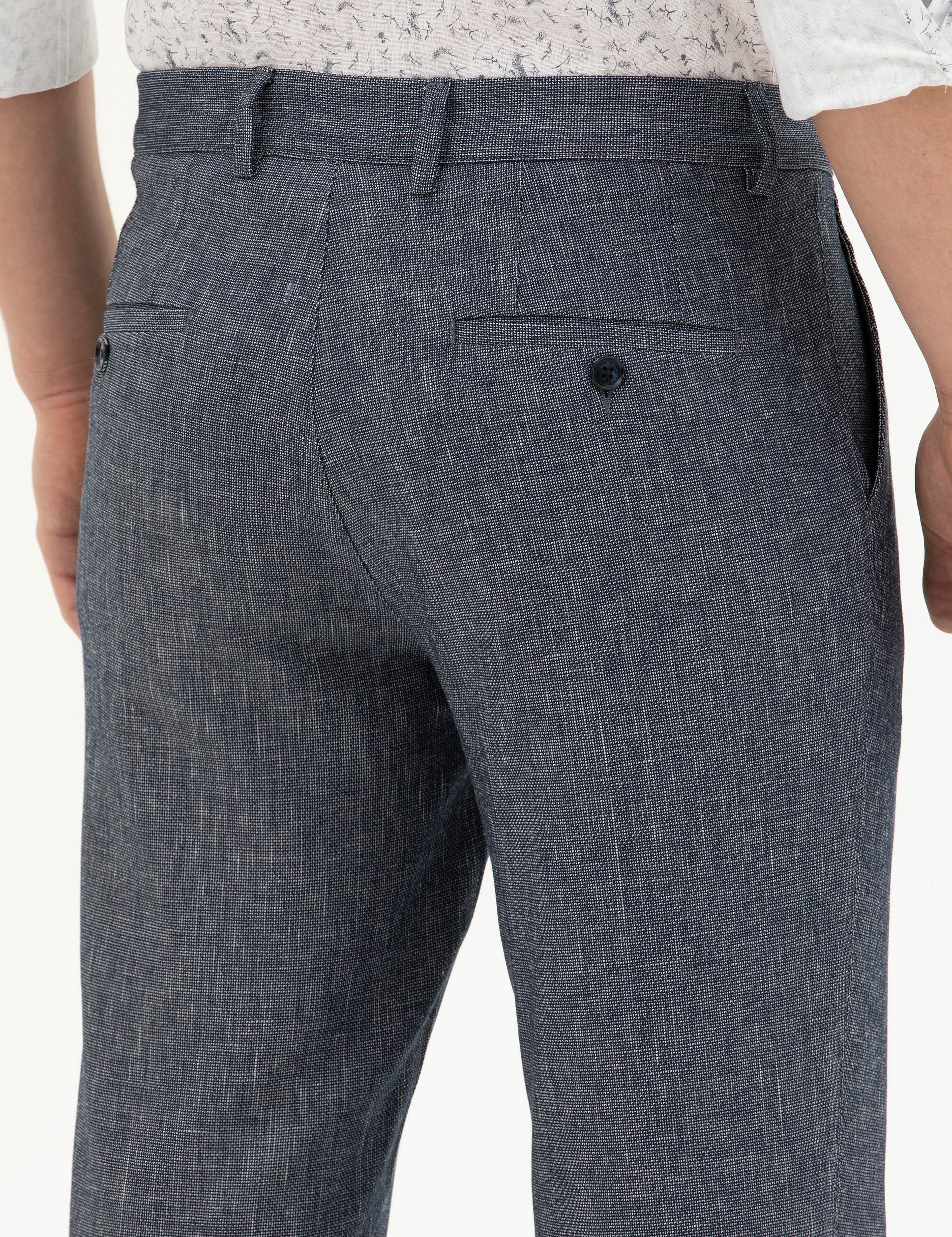 Lacivert Slim Fit Kumaş Pantolon - Image 7