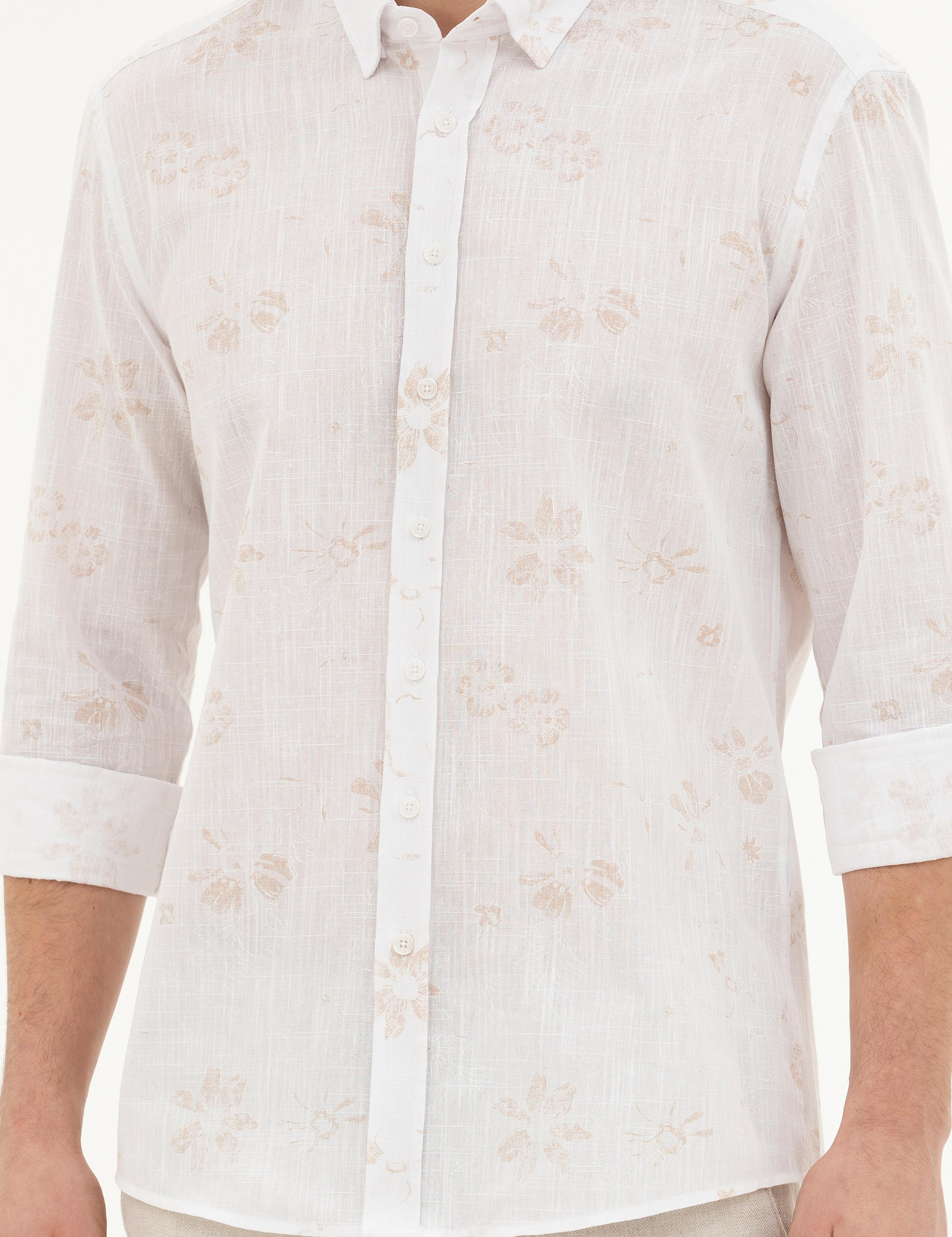 Bej Regular Fit Uzun Kollu Gömlek