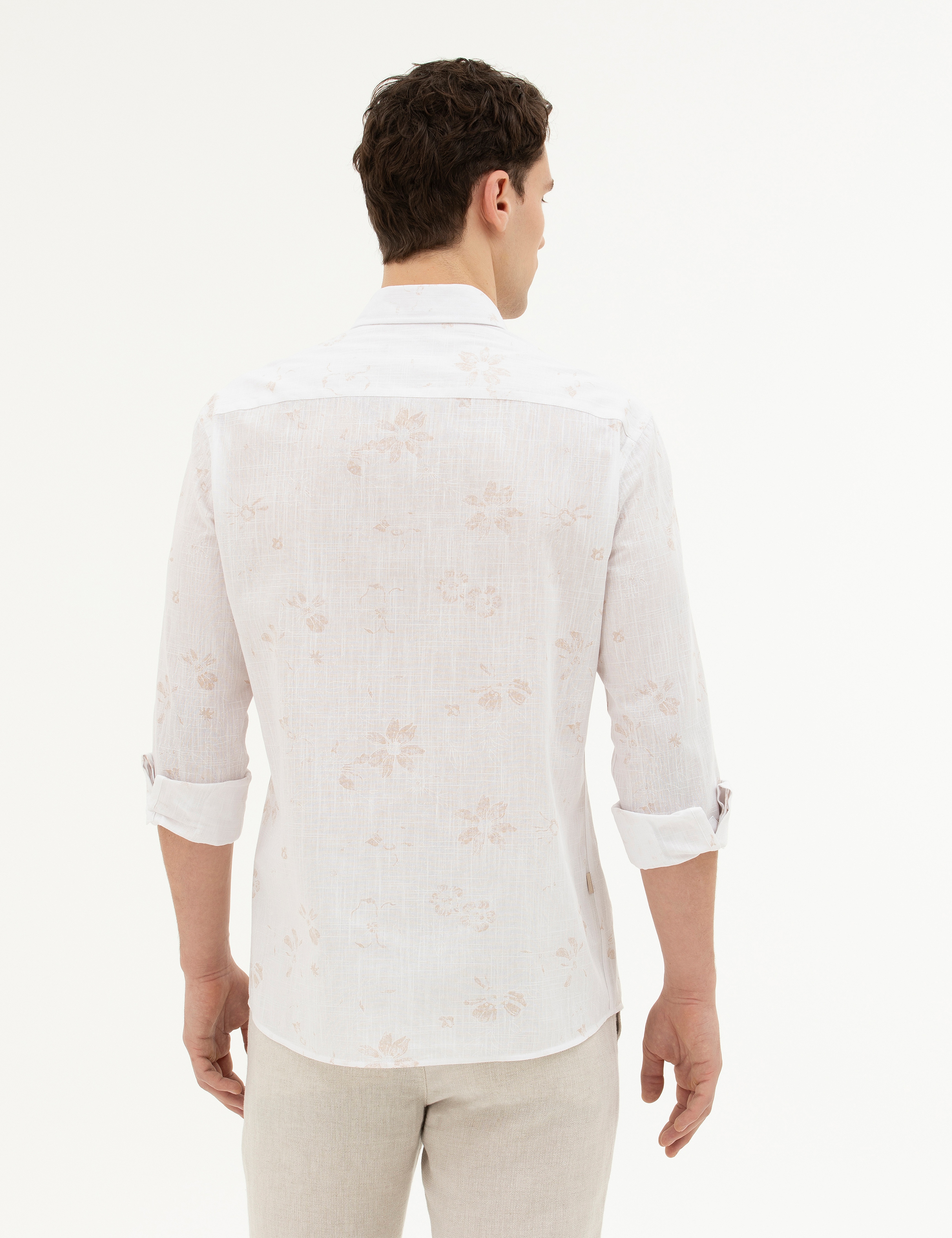 Bej Regular Fit Uzun Kollu Gömlek - Image 5