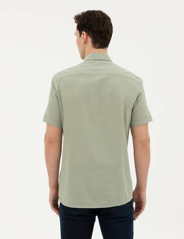 Yeşil Regular Fit Kısa Kollu Gömlek