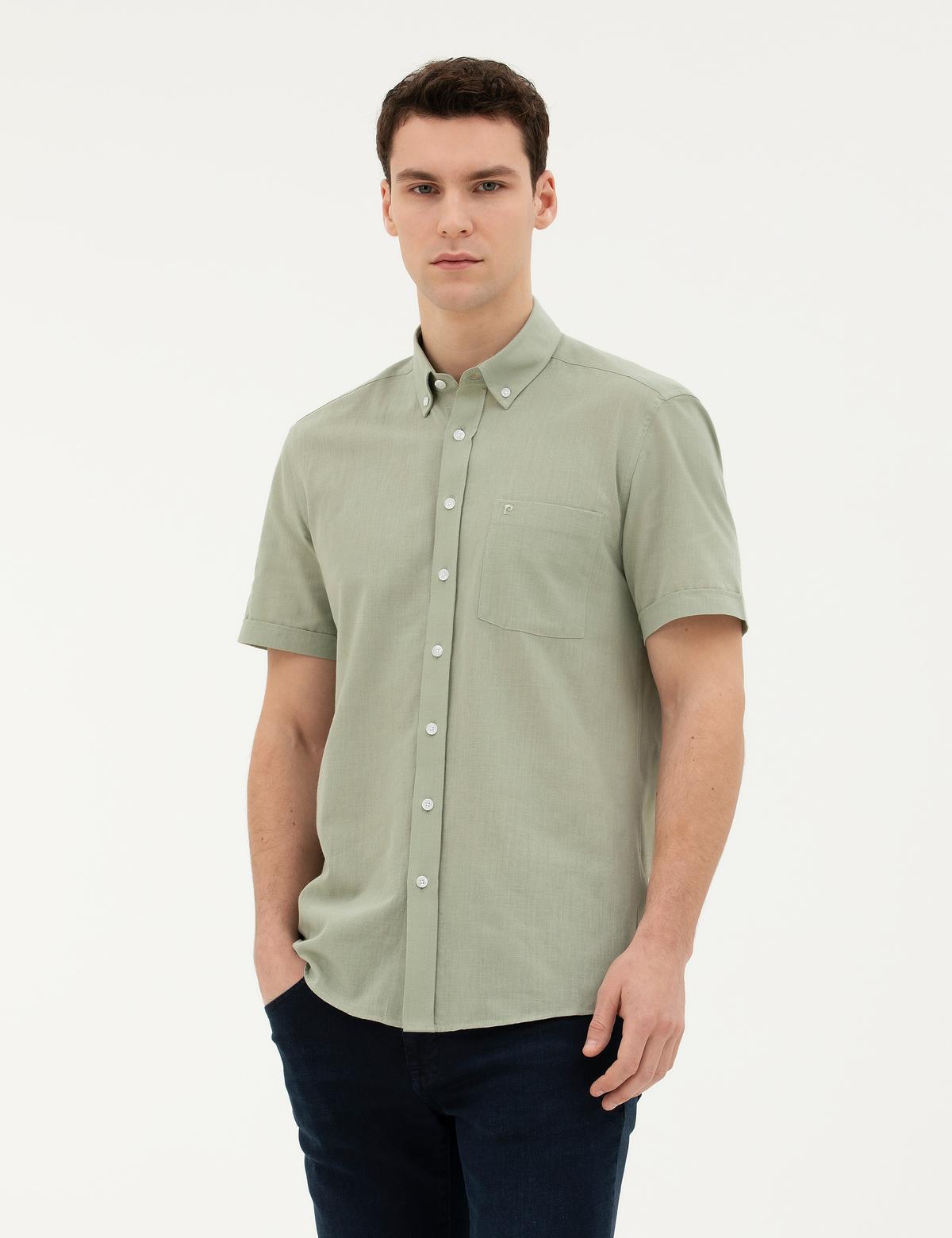 Yeşil Regular Fit Kısa Kollu Gömlek