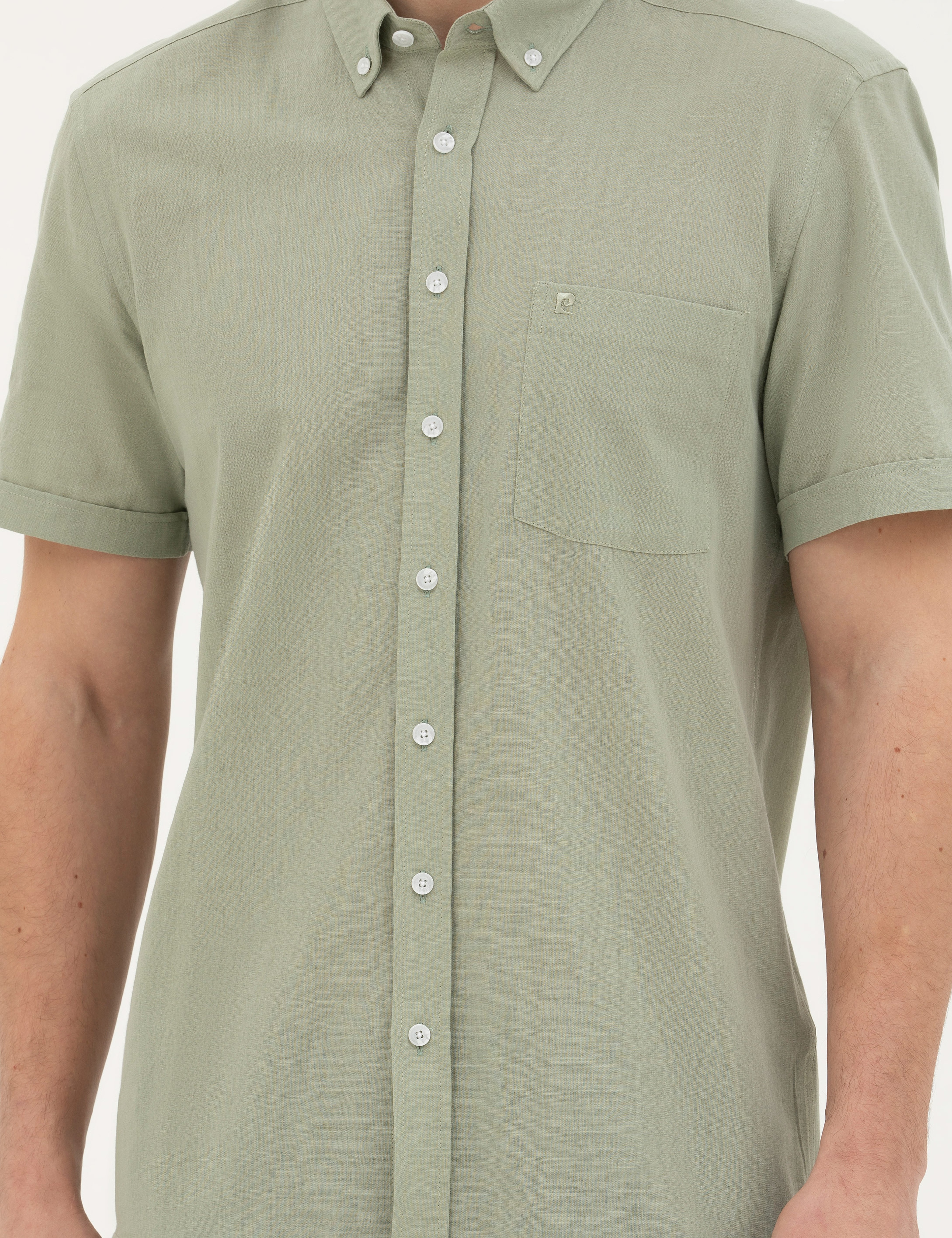 Yeşil Regular Fit Kısa Kollu Gömlek - Image 6