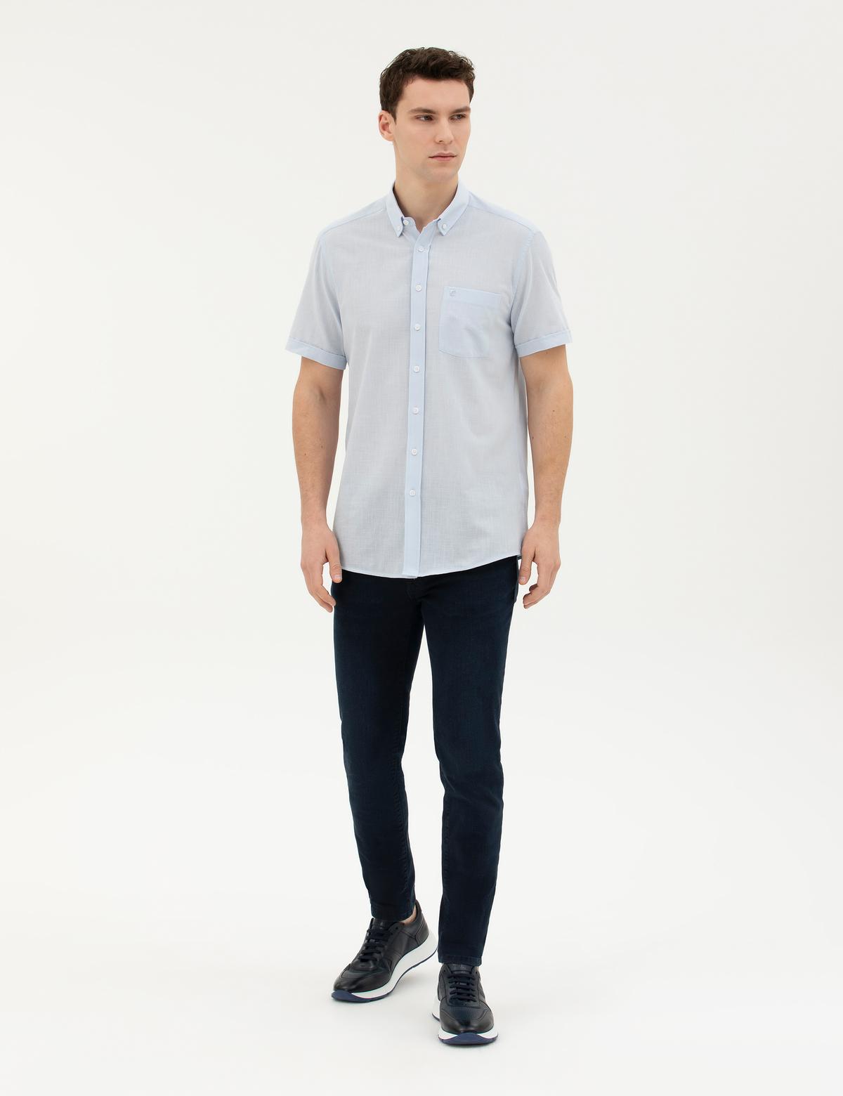 Açık Mavi Regular Fit Kısa Kollu Gömlek - 50284267102