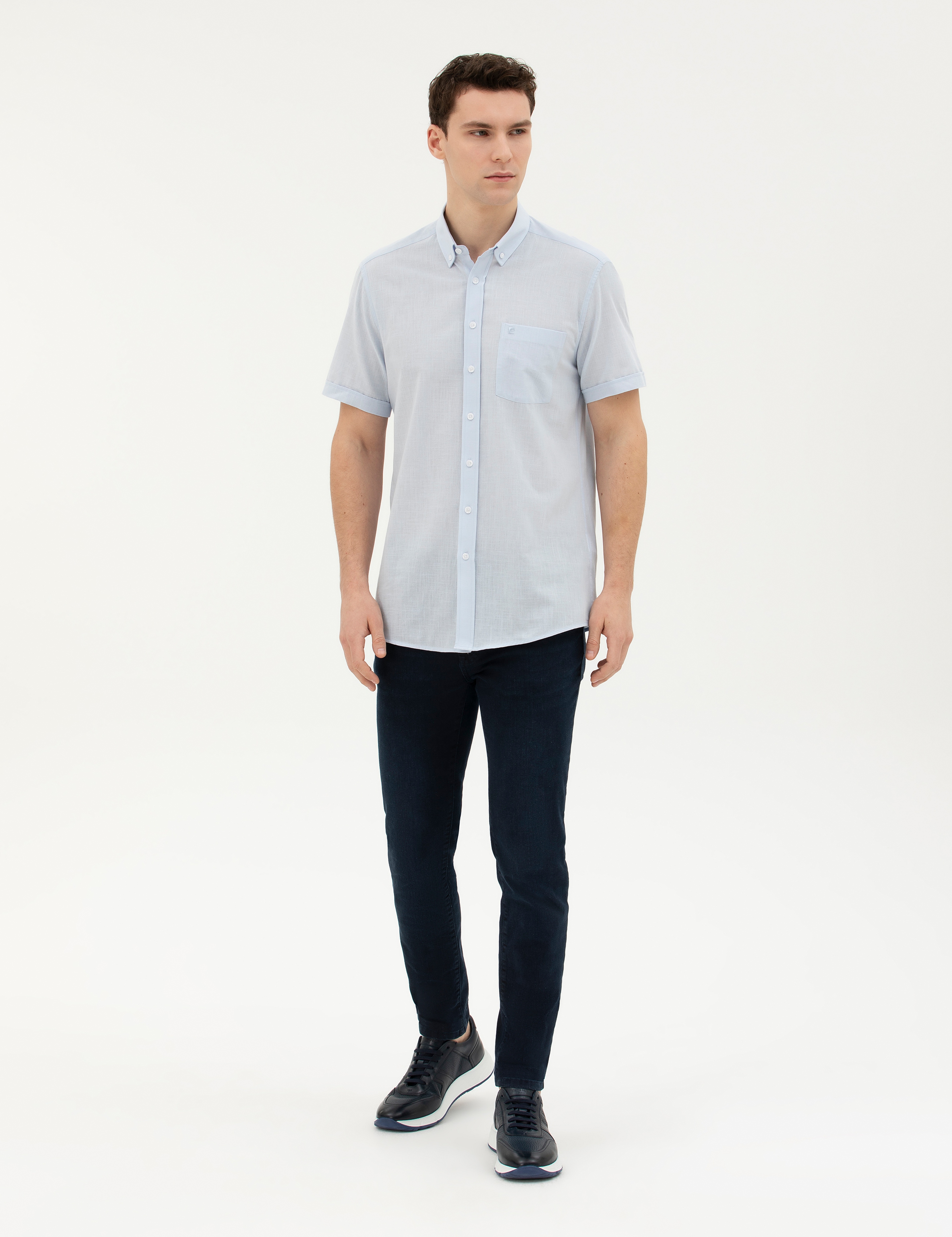 Açık Mavi Regular Fit Kısa Kollu Gömlek - Image 4