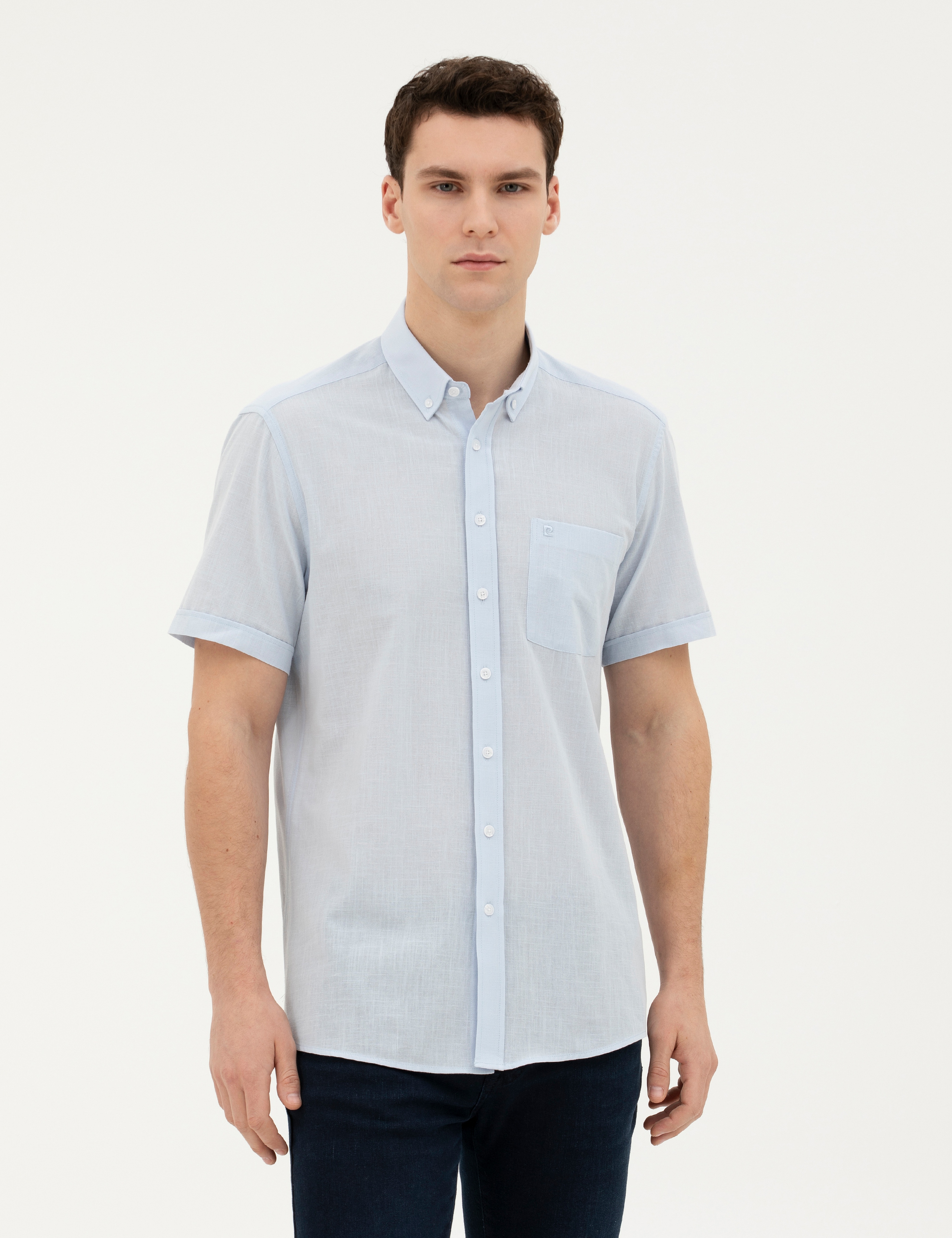Açık Mavi Regular Fit Kısa Kollu Gömlek - Image 3