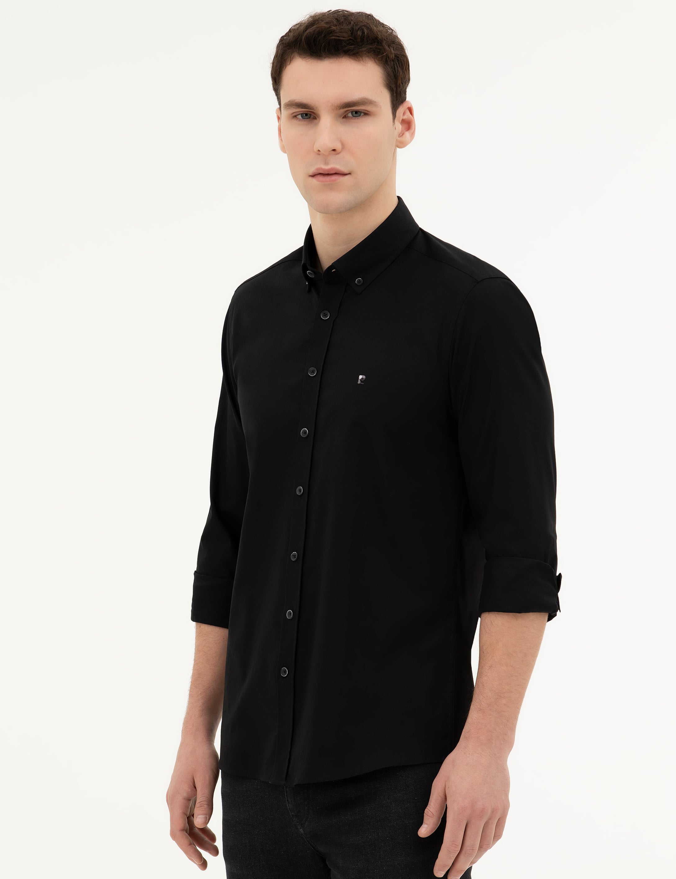 Siyah Slim Fit Uzun Kollu Gömlek