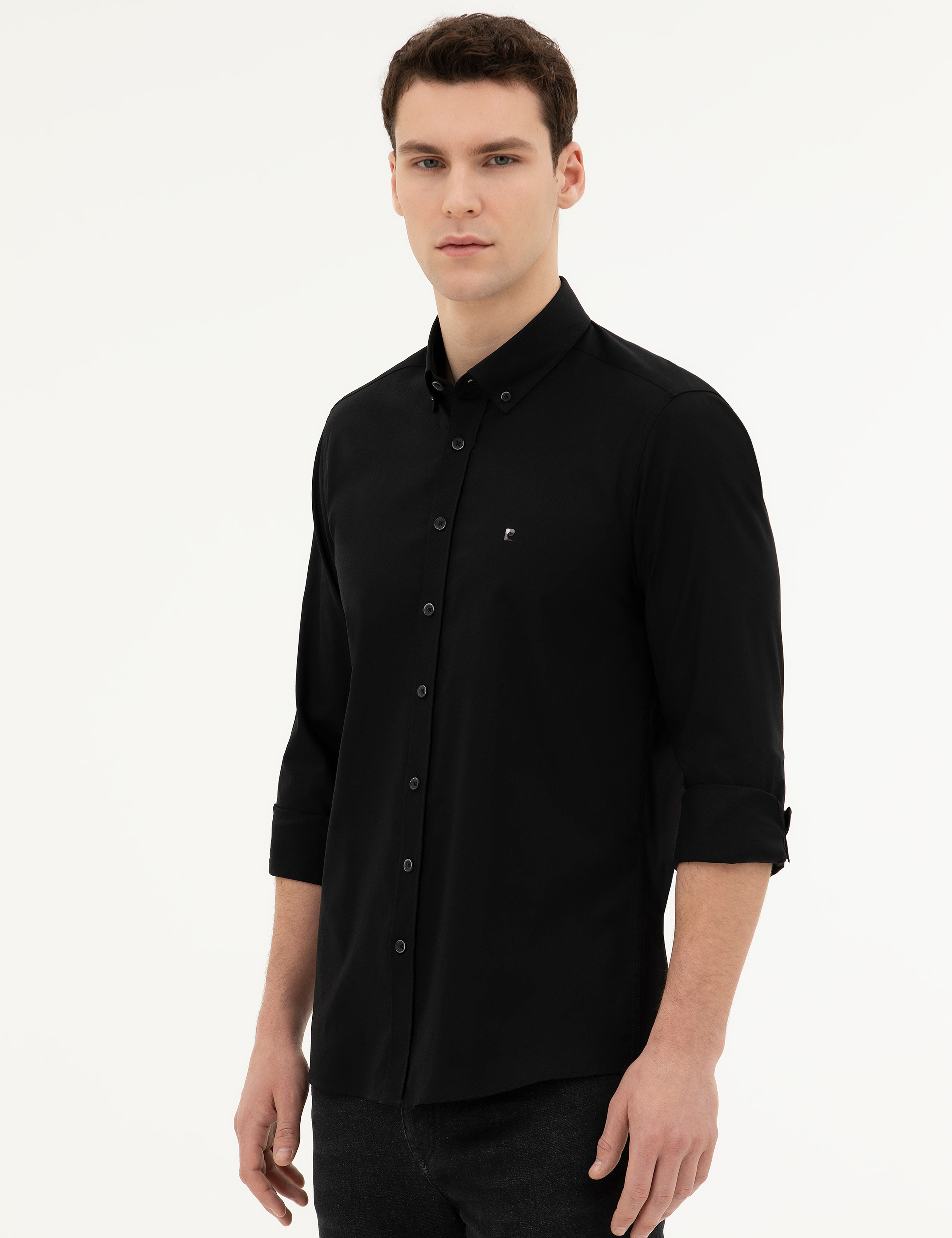 Siyah Slim Fit Uzun Kollu Gömlek