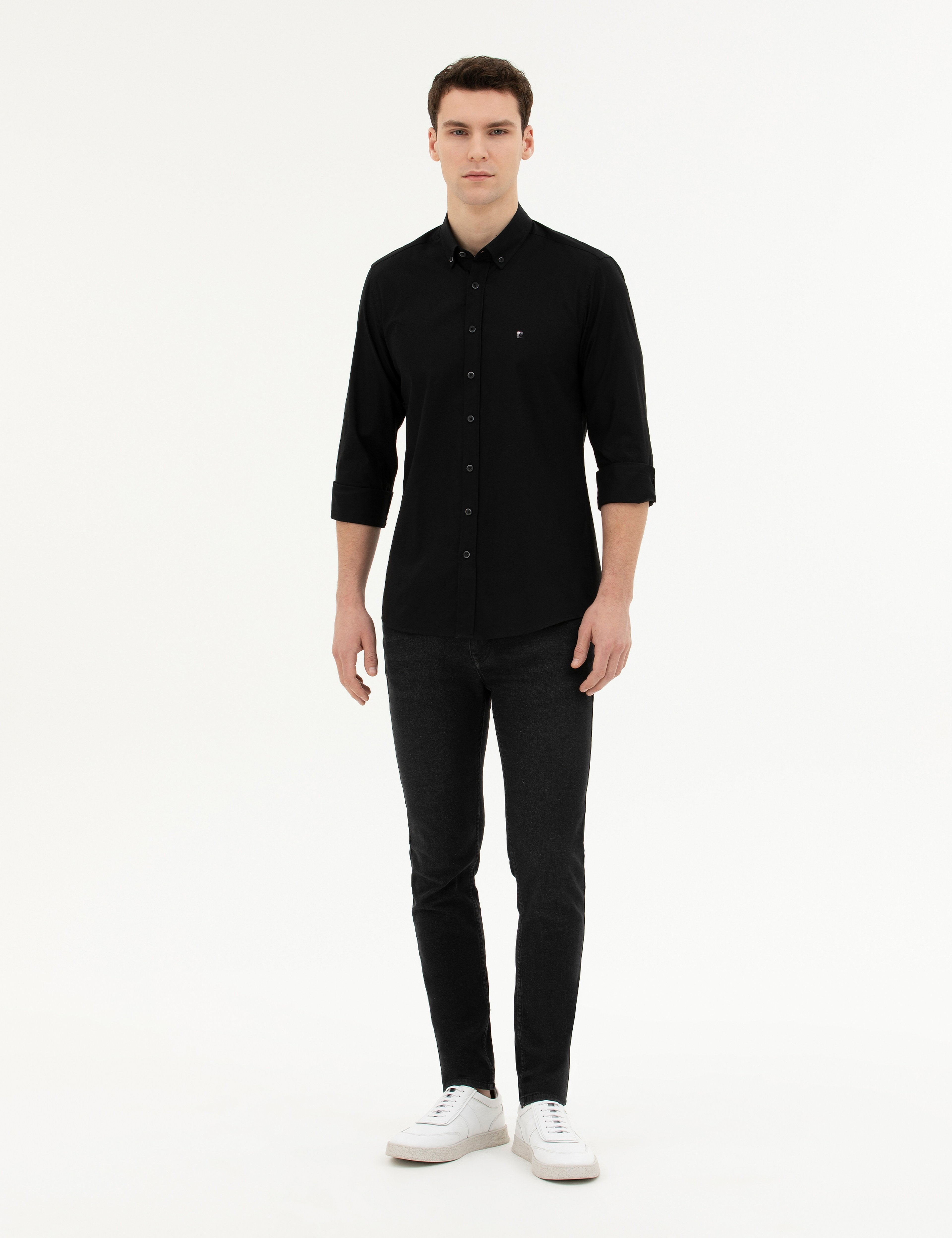 Siyah Slim Fit Uzun Kollu Gömlek