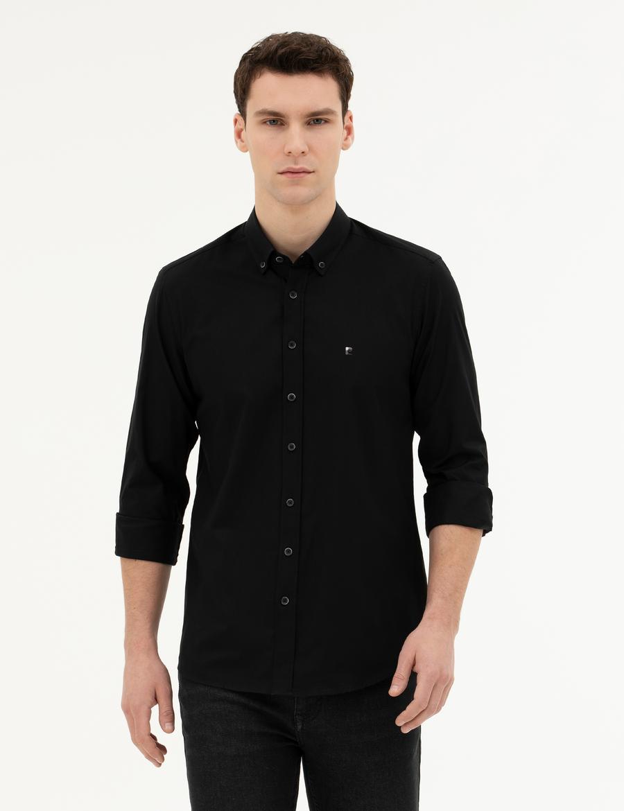 Siyah Slim Fit Uzun Kollu Gömlek