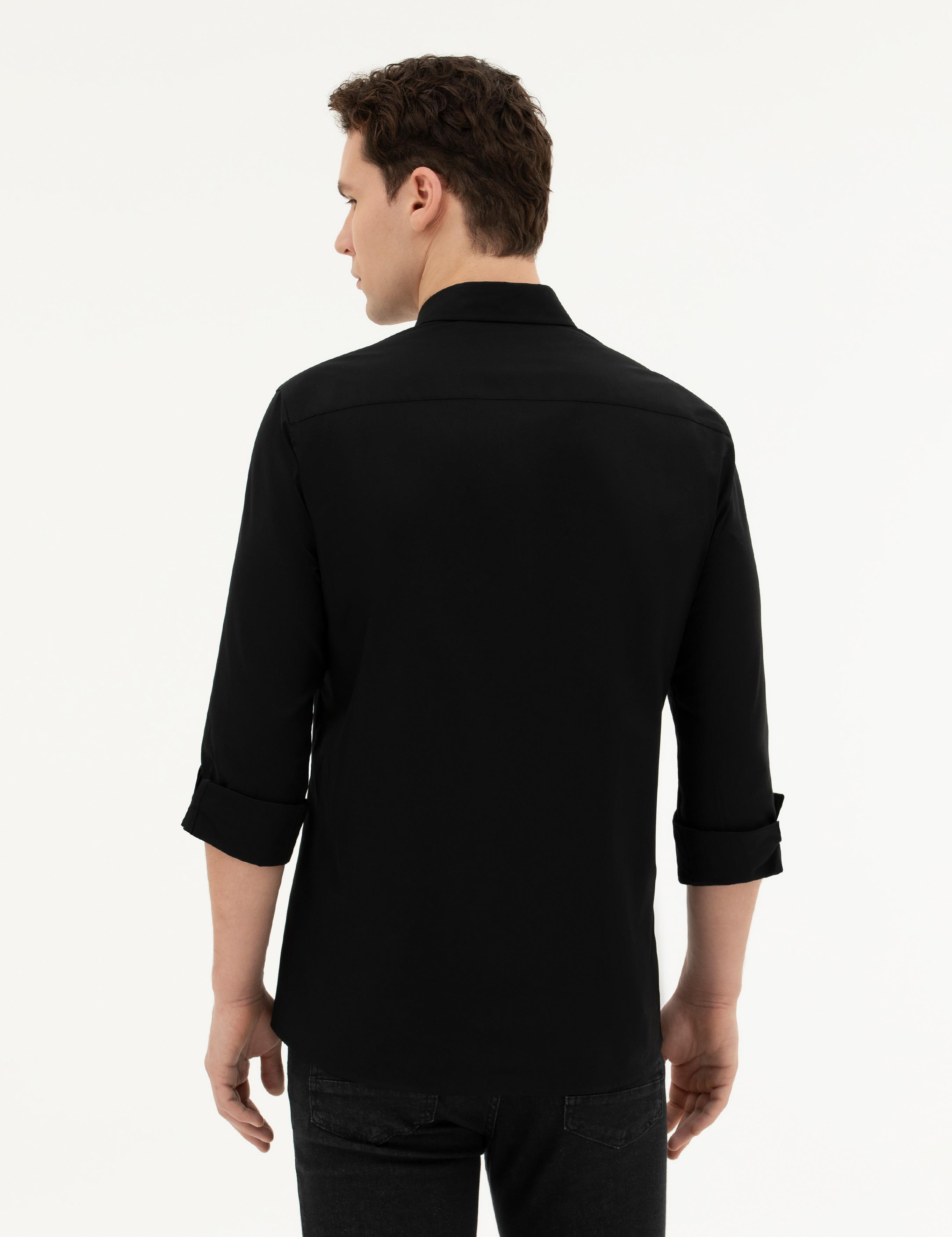 Siyah Slim Fit Uzun Kollu Gömlek