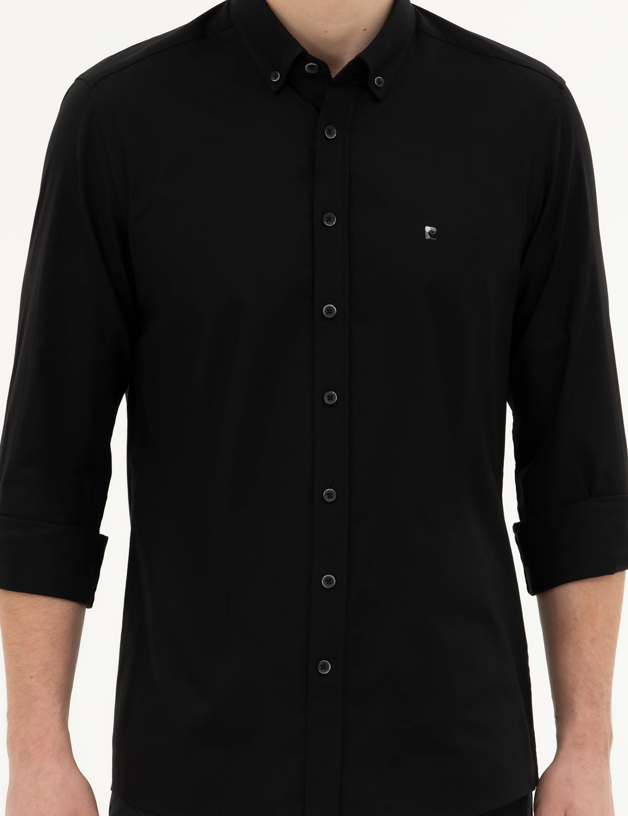 Siyah Slim Fit Uzun Kollu Gömlek