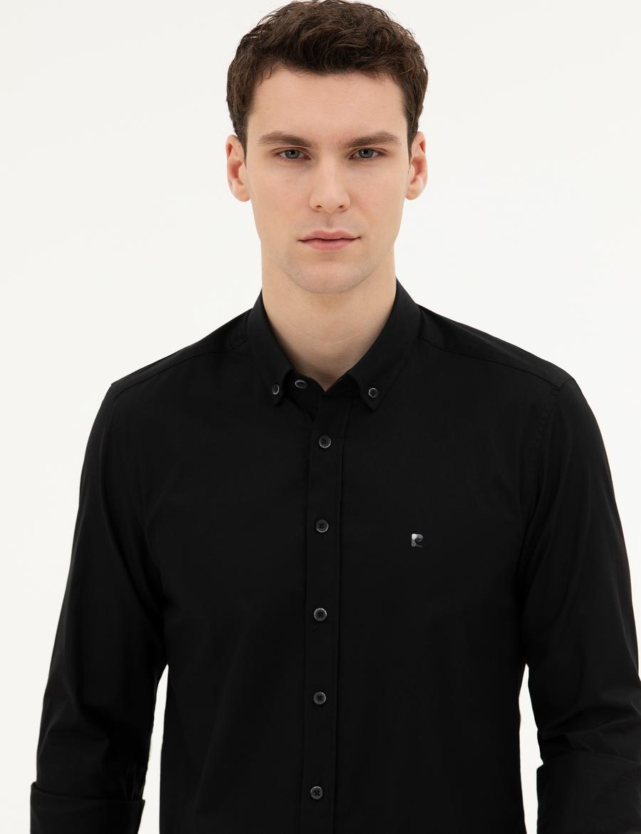 Siyah Slim Fit Uzun Kollu Gömlek