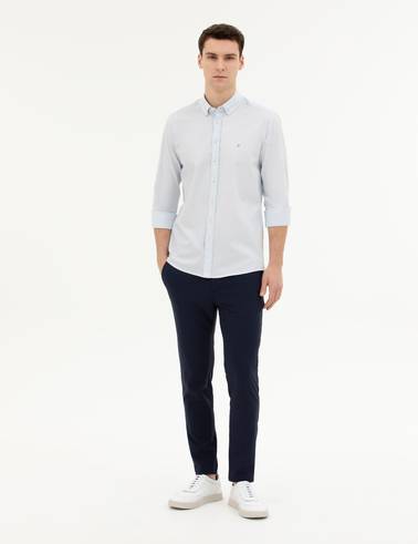 Açık Mavi Slim Fit Uzun Kollu Gömlek