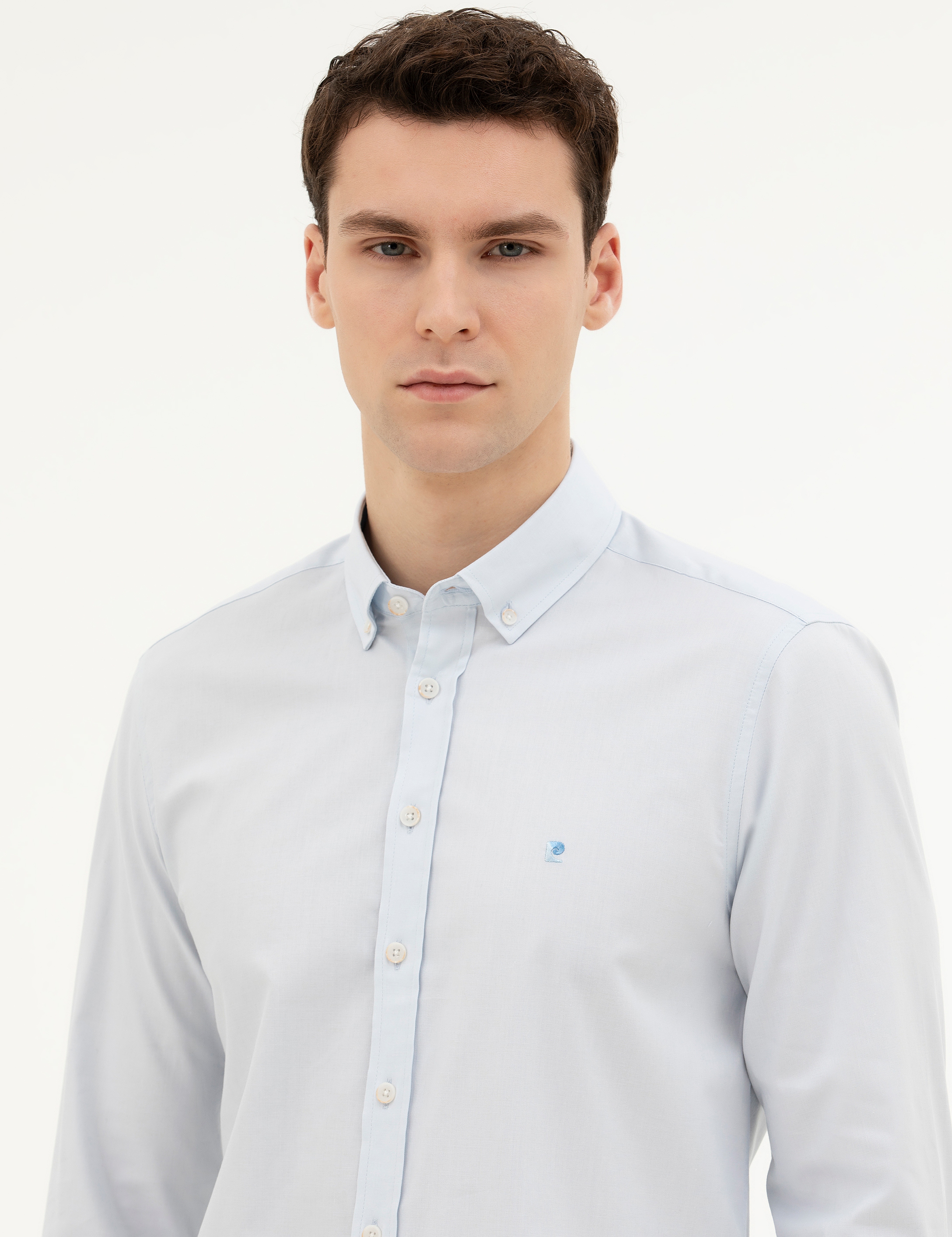 Açık Mavi Slim Fit Uzun Kollu Gömlek - Image 2