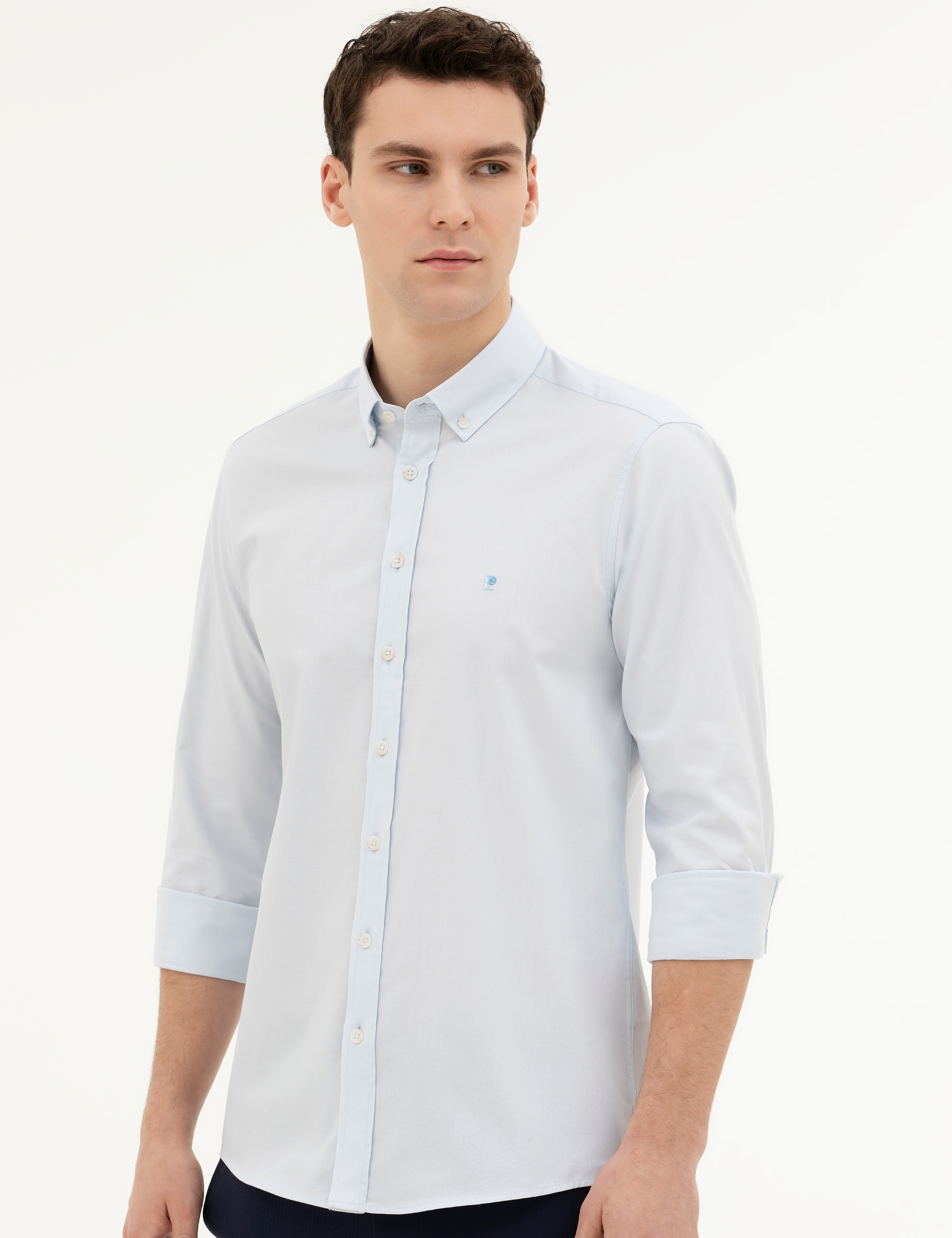 Açık Mavi Slim Fit Uzun Kollu Gömlek - Image 3