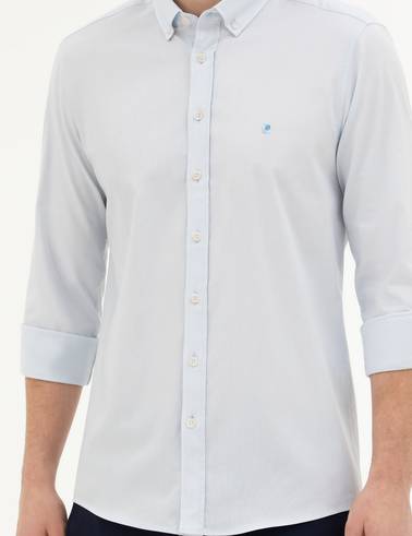 Açık Mavi Slim Fit Uzun Kollu Gömlek