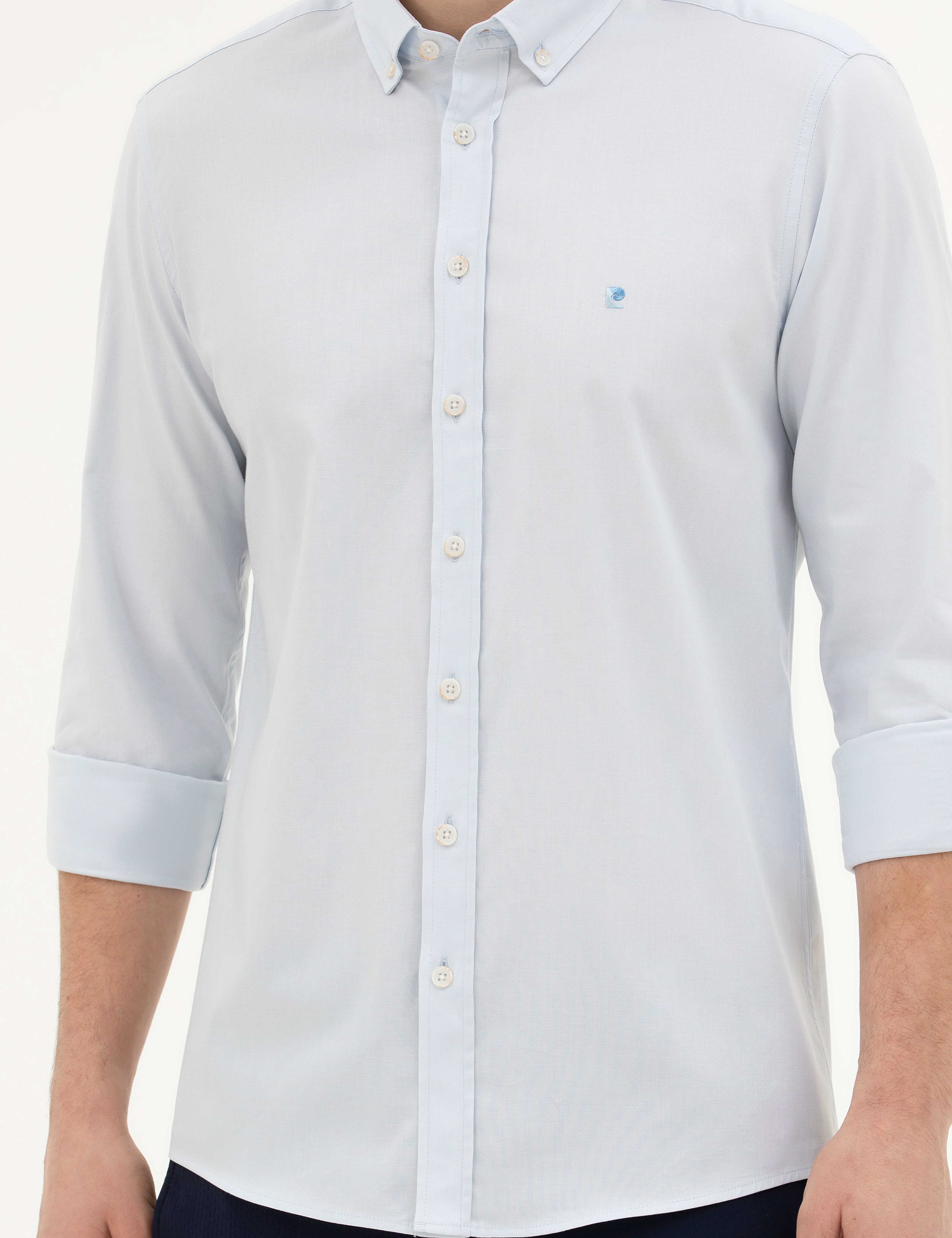 Açık Mavi Slim Fit Uzun Kollu Gömlek - Image 6