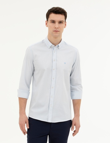 Açık Mavi Slim Fit Uzun Kollu Gömlek