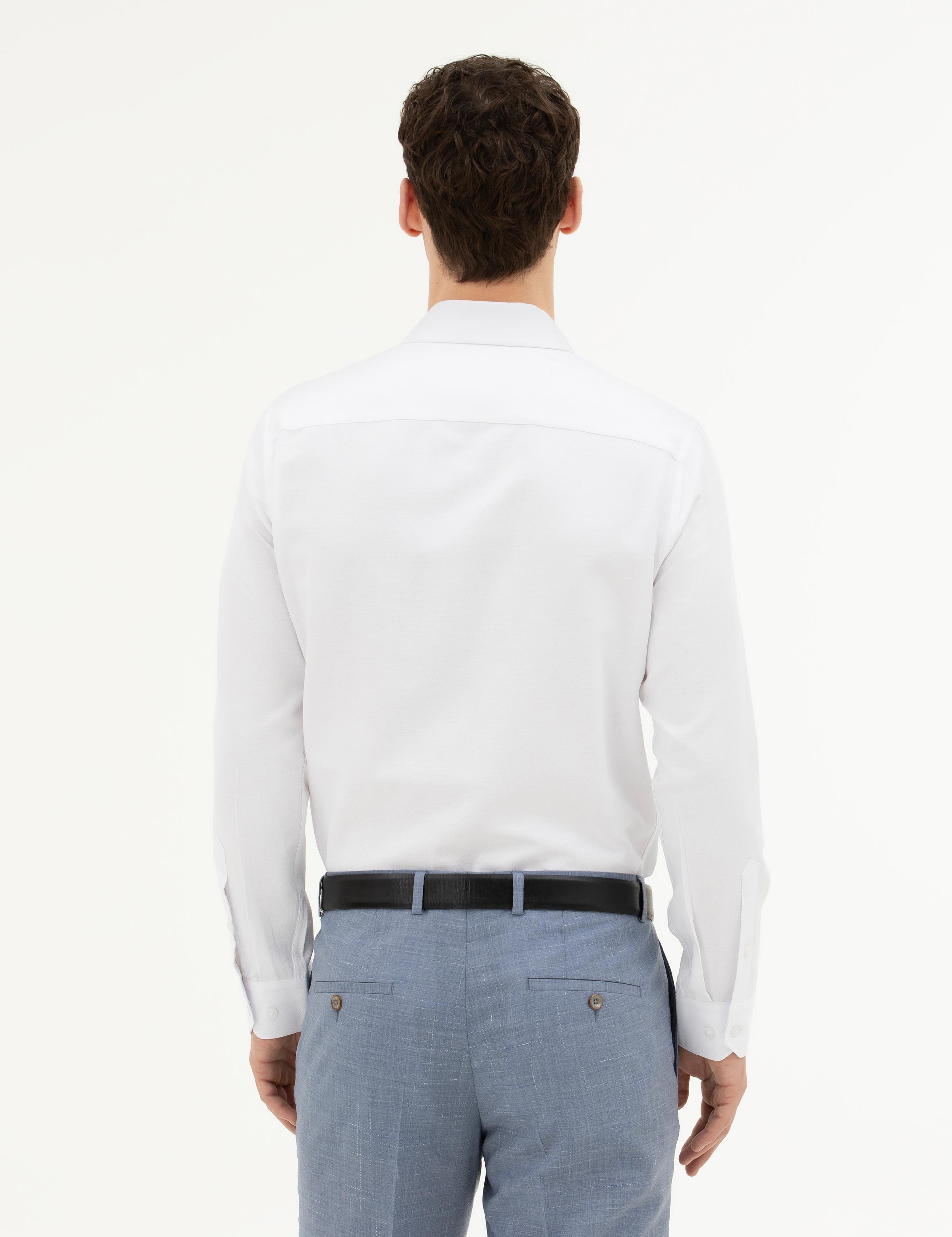 Beyaz Slim Fit Uzun Kollu Gömlek