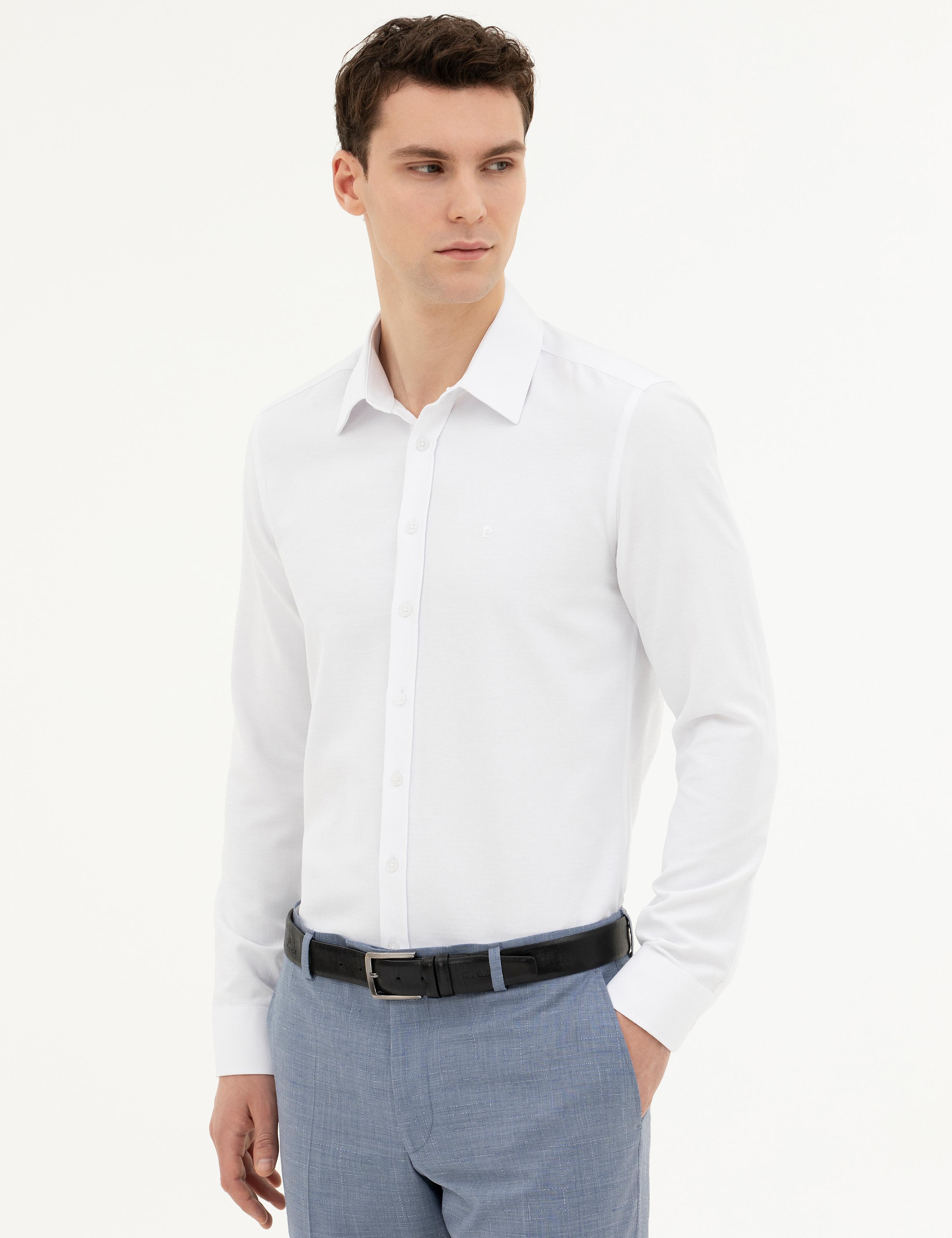 Beyaz Slim Fit Uzun Kollu Gömlek