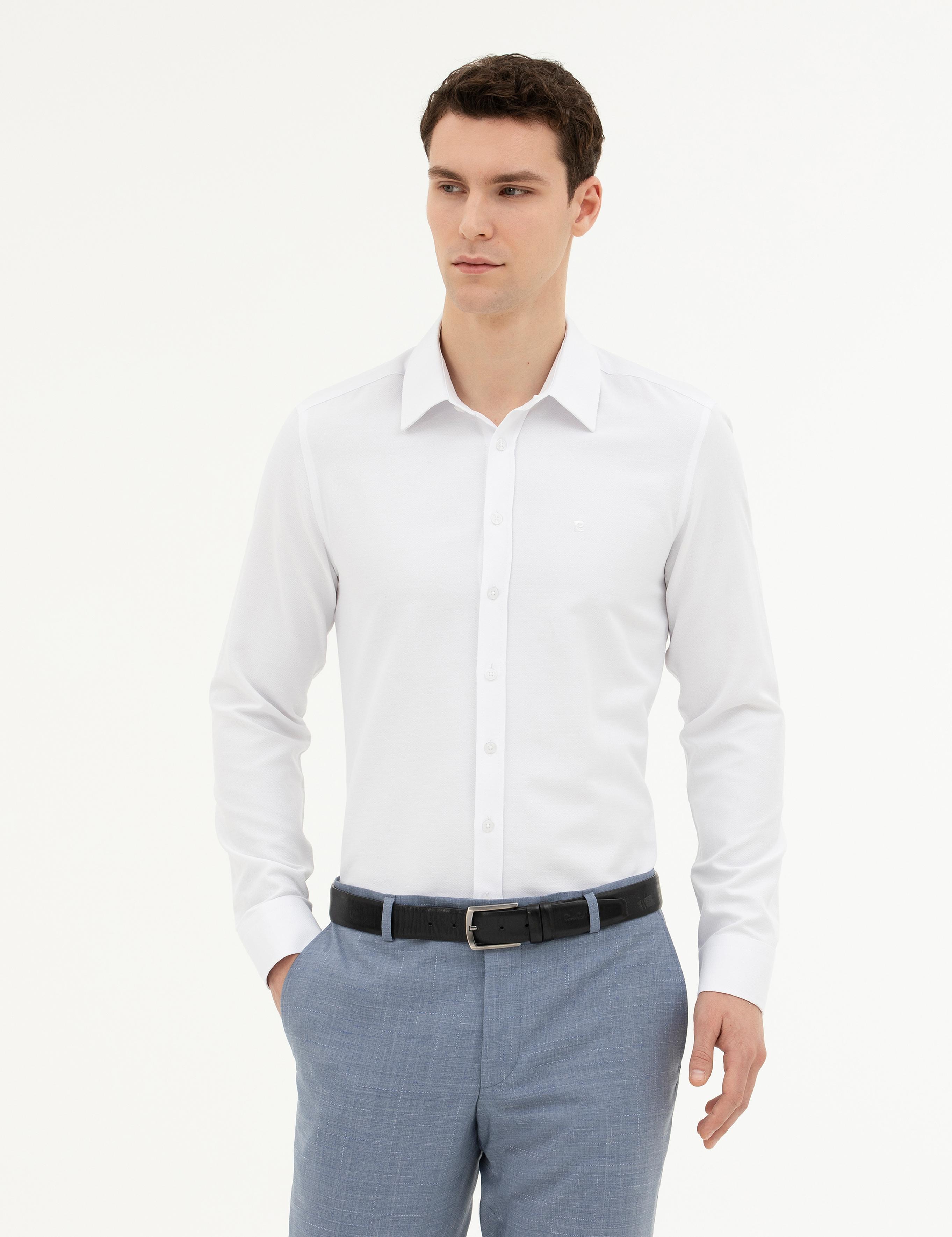 Beyaz Slim Fit Uzun Kollu Gömlek