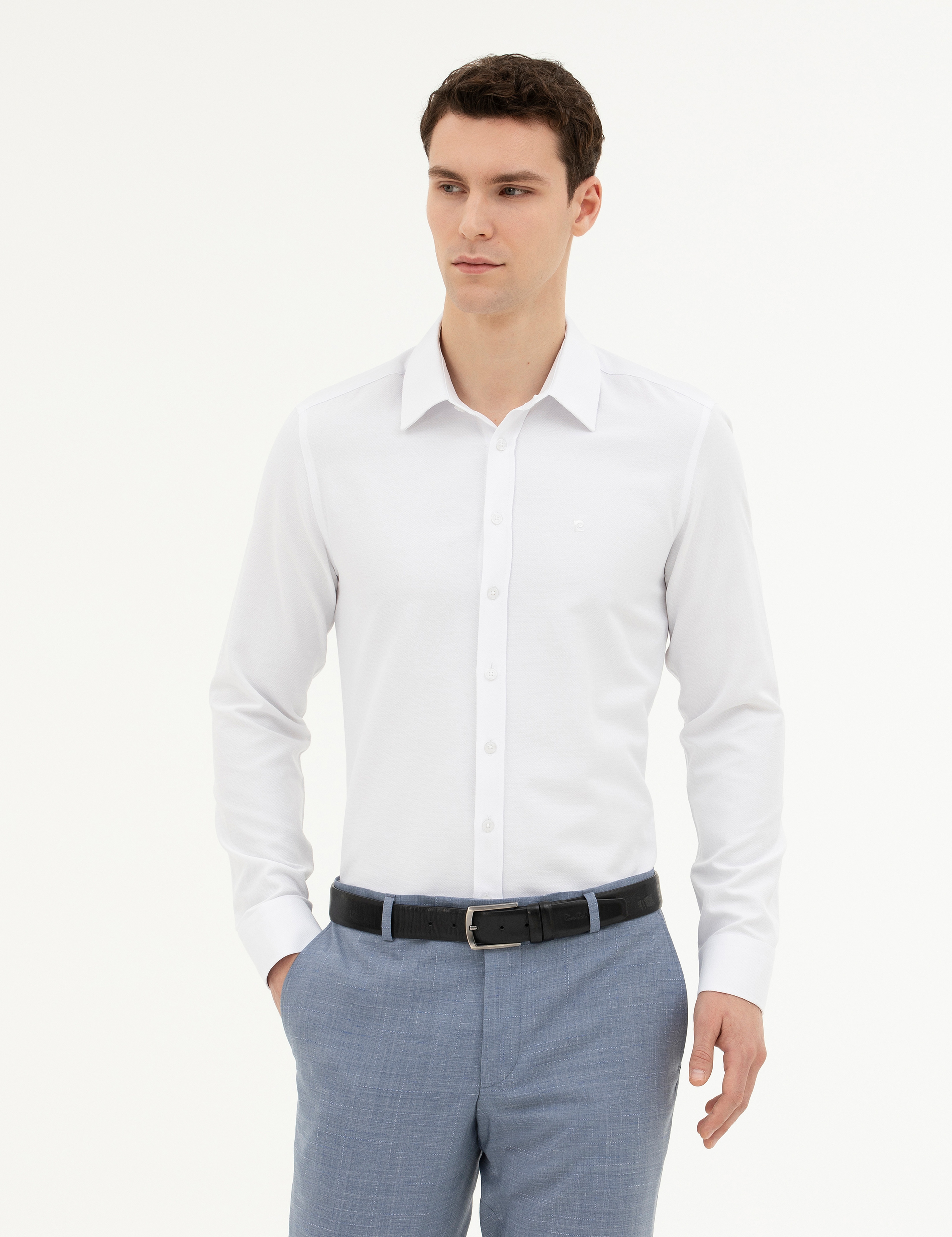 Beyaz Slim Fit Uzun Kollu Gömlek - Image 1