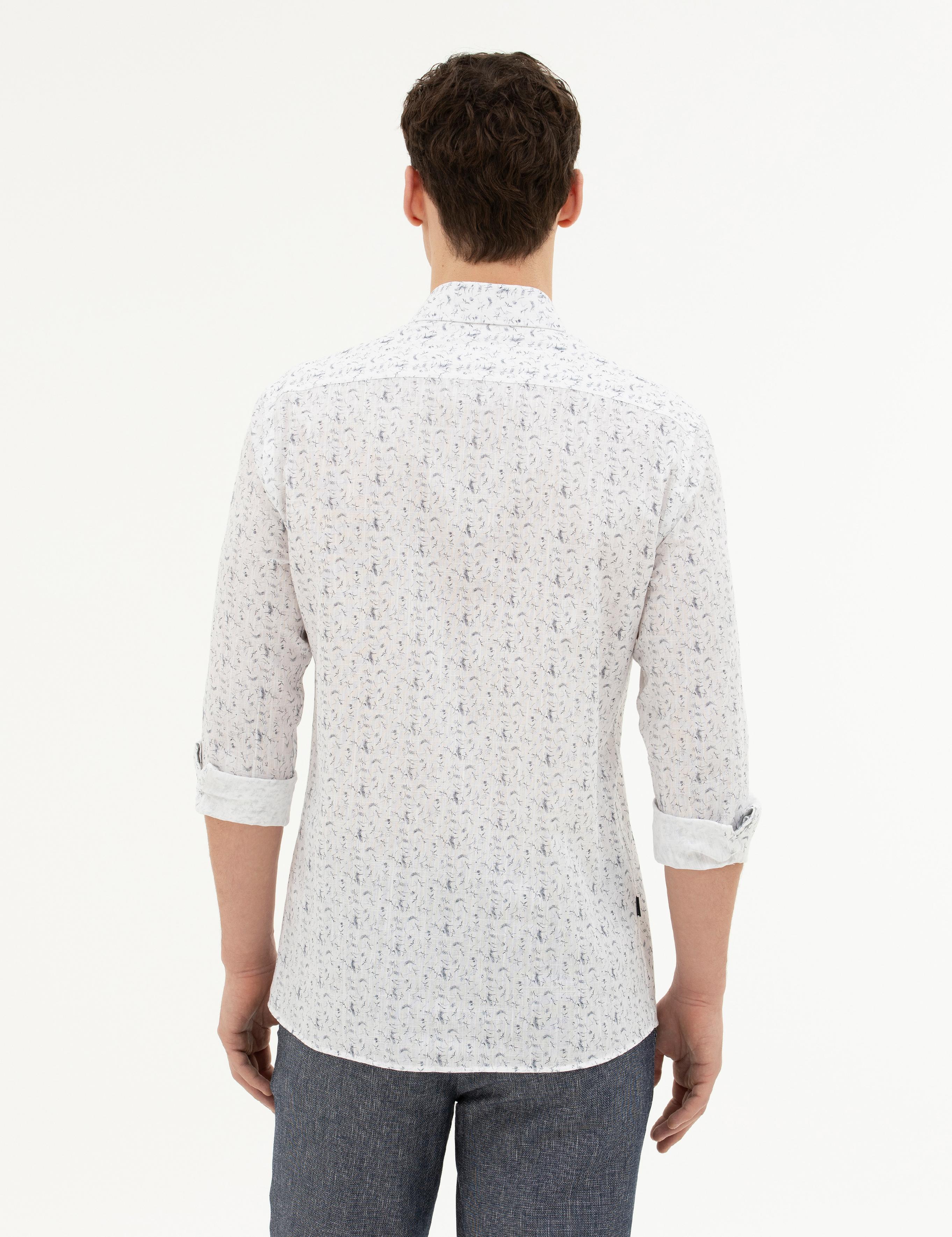 Lacivert Slim Fit Uzun Kollu Gömlek