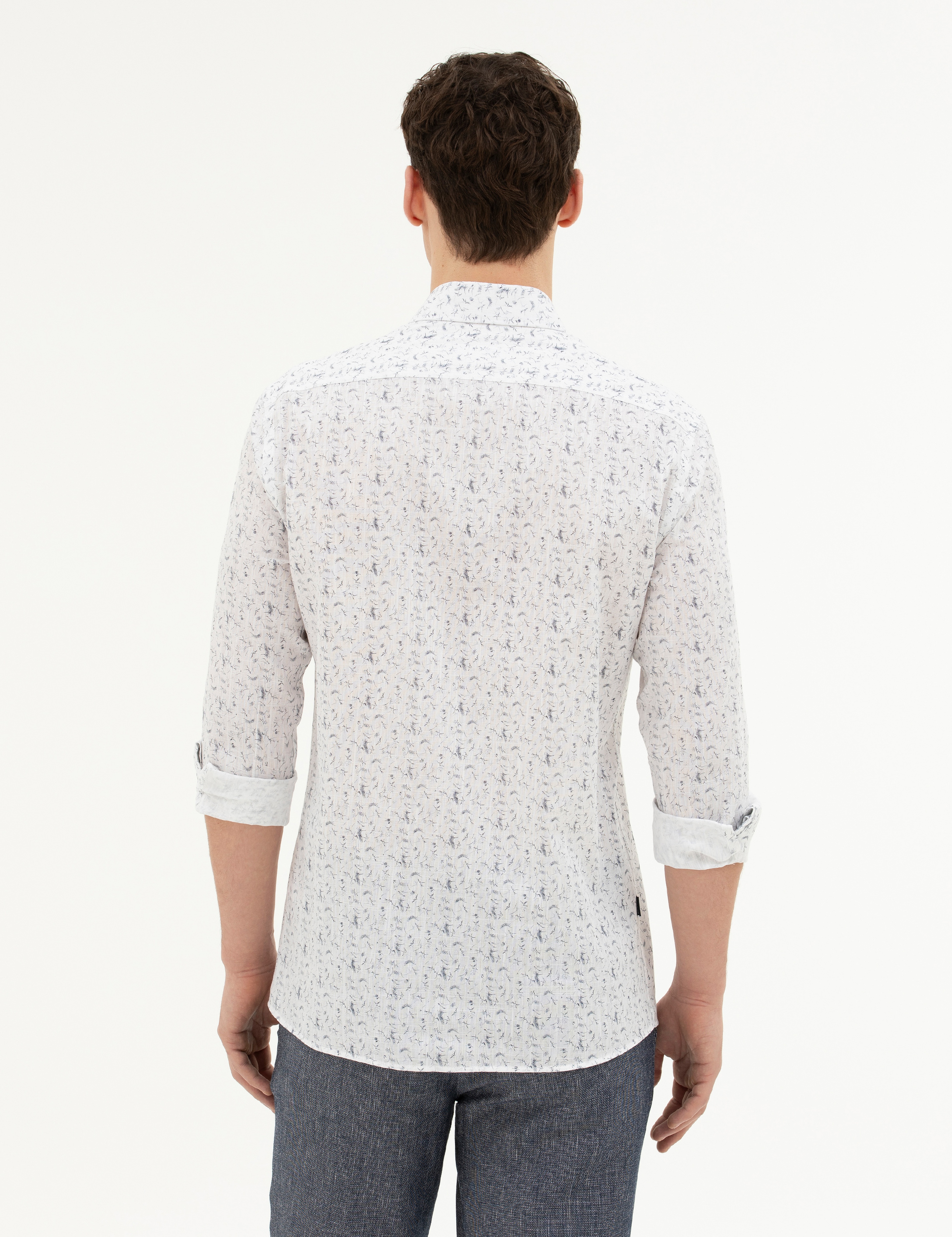 Lacivert Slim Fit Uzun Kollu Gömlek - Image 5