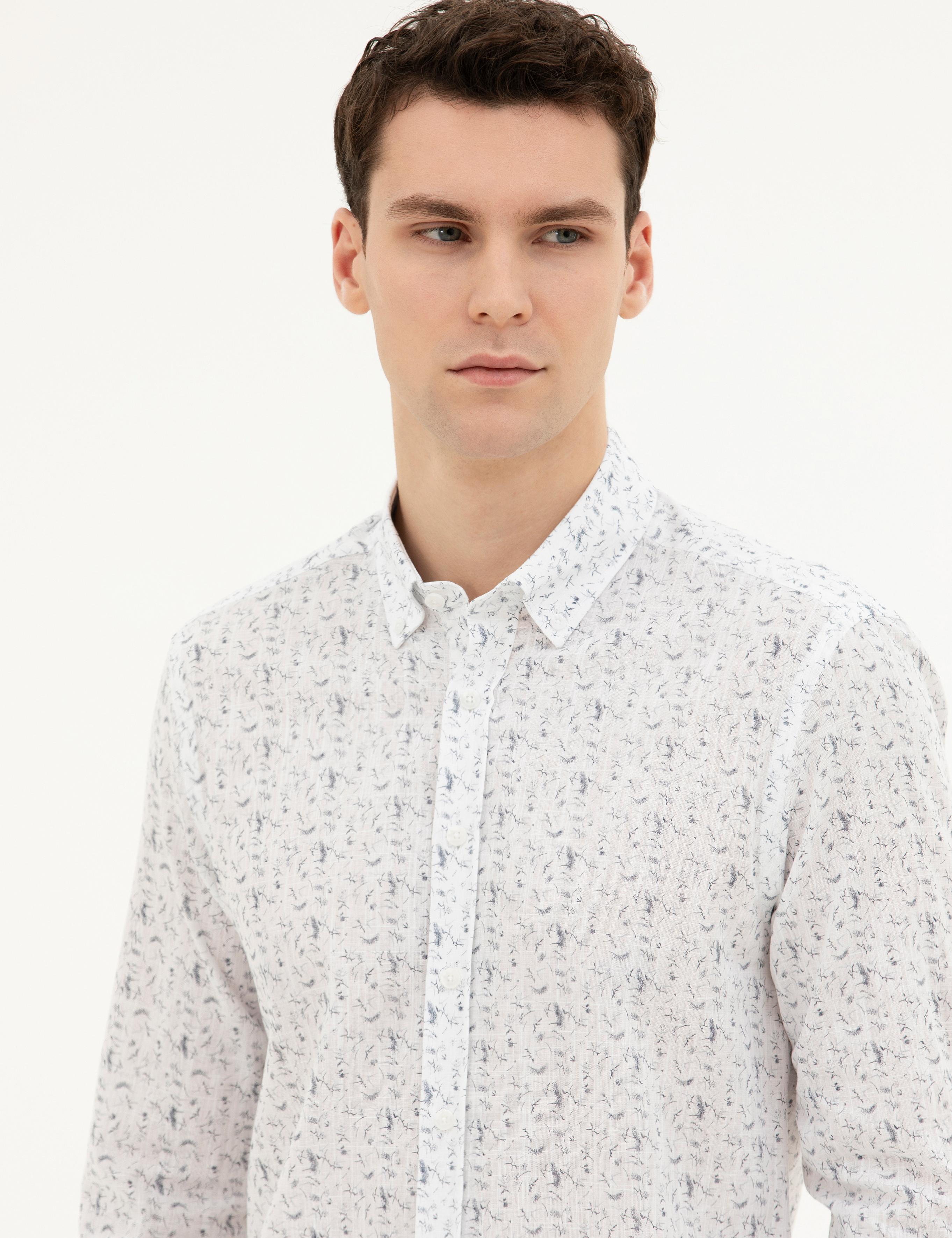 Lacivert Slim Fit Uzun Kollu Gömlek