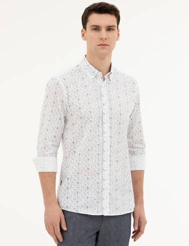 Lacivert Slim Fit Uzun Kollu Gömlek