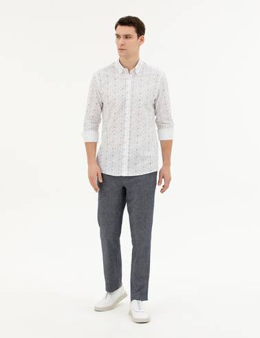 Lacivert Slim Fit Uzun Kollu Gömlek
