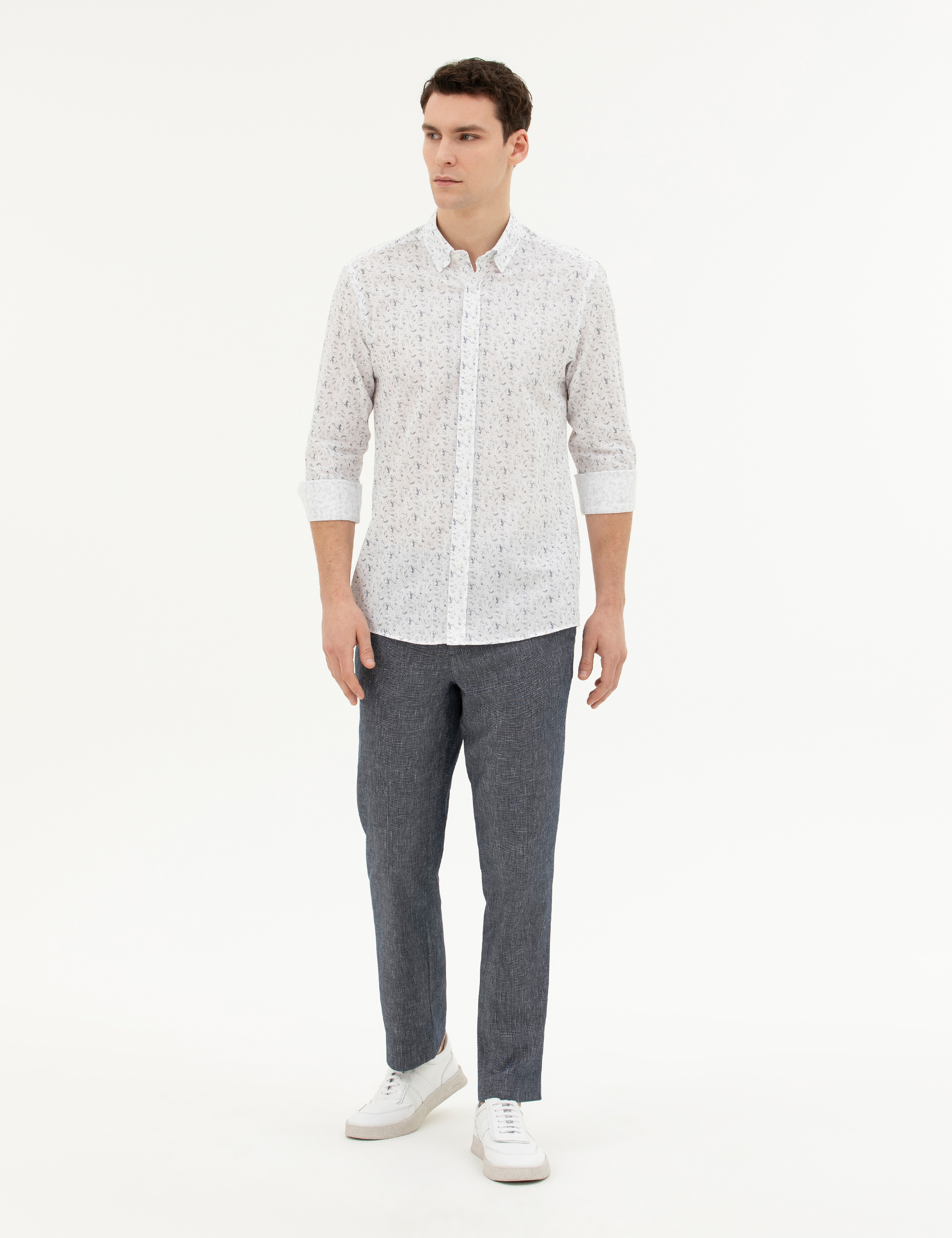 Lacivert Slim Fit Uzun Kollu Gömlek - Image 4
