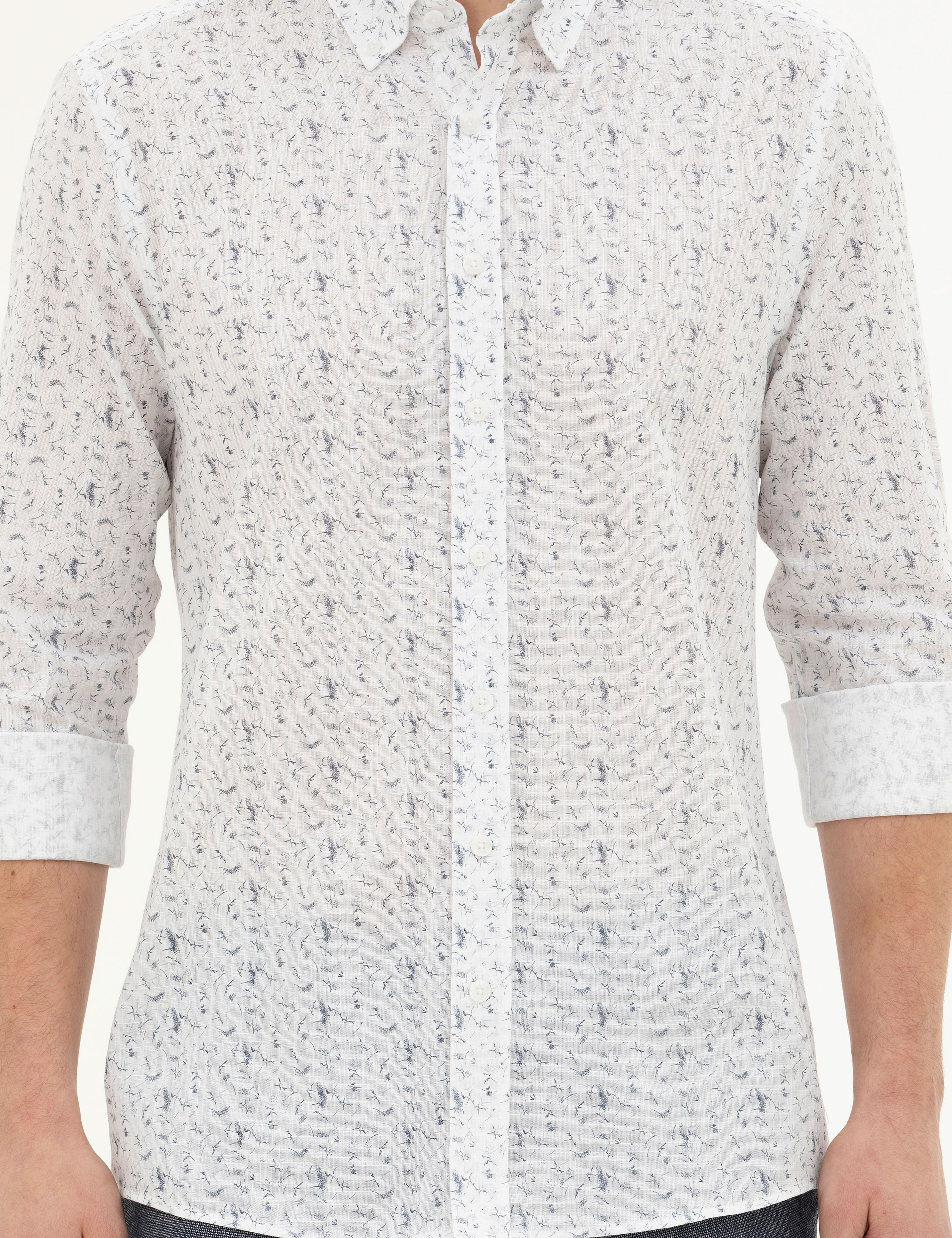 Lacivert Slim Fit Uzun Kollu Gömlek - Image 6