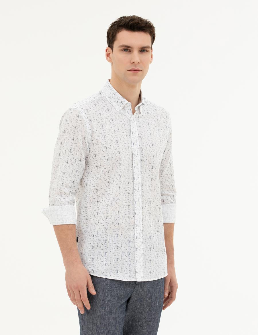 Lacivert Slim Fit Uzun Kollu Gömlek