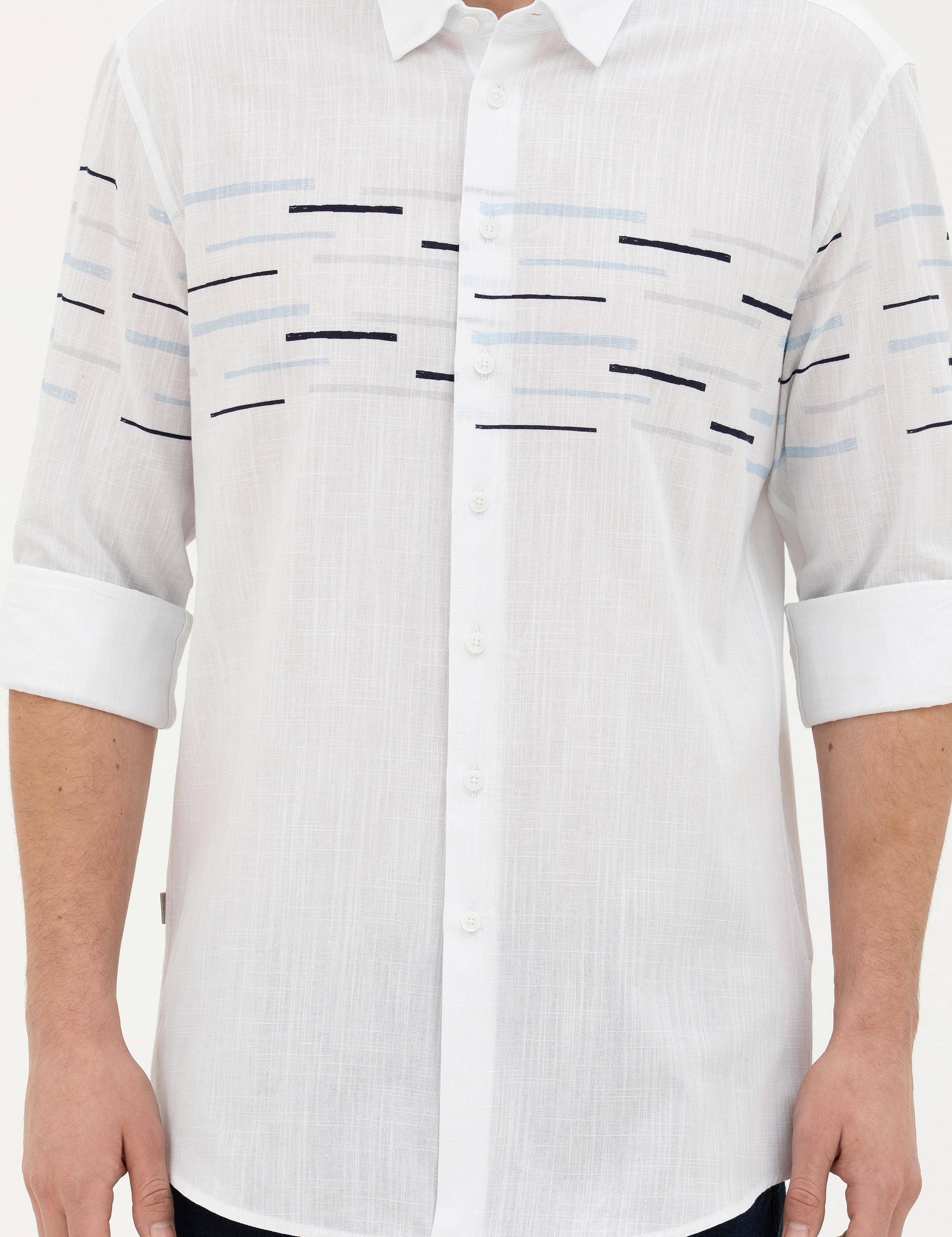 Lacivert Slim Fit Uzun Kollu Gömlek